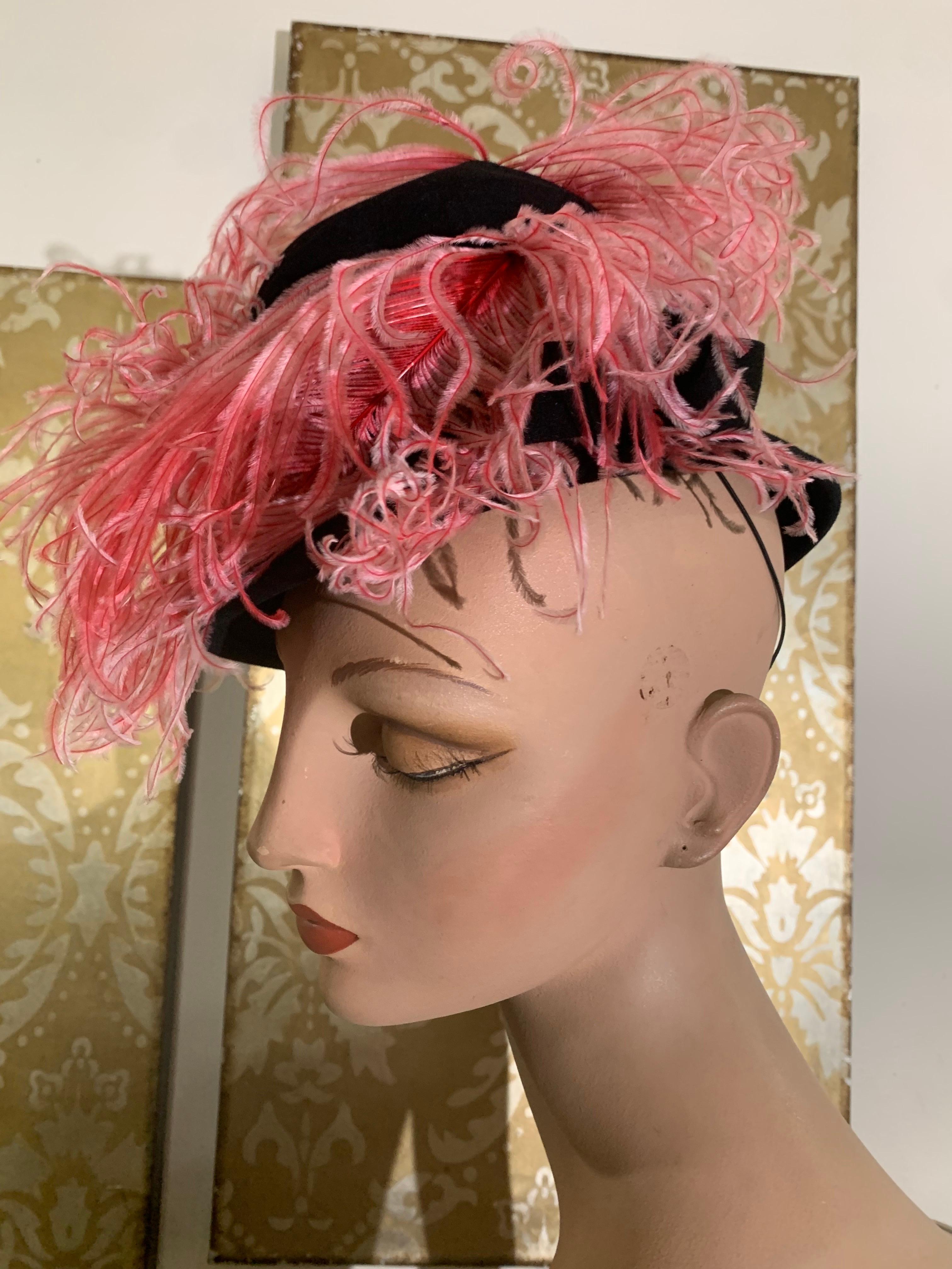 Women's 1940s Black Wool Felt Tall-Crown 