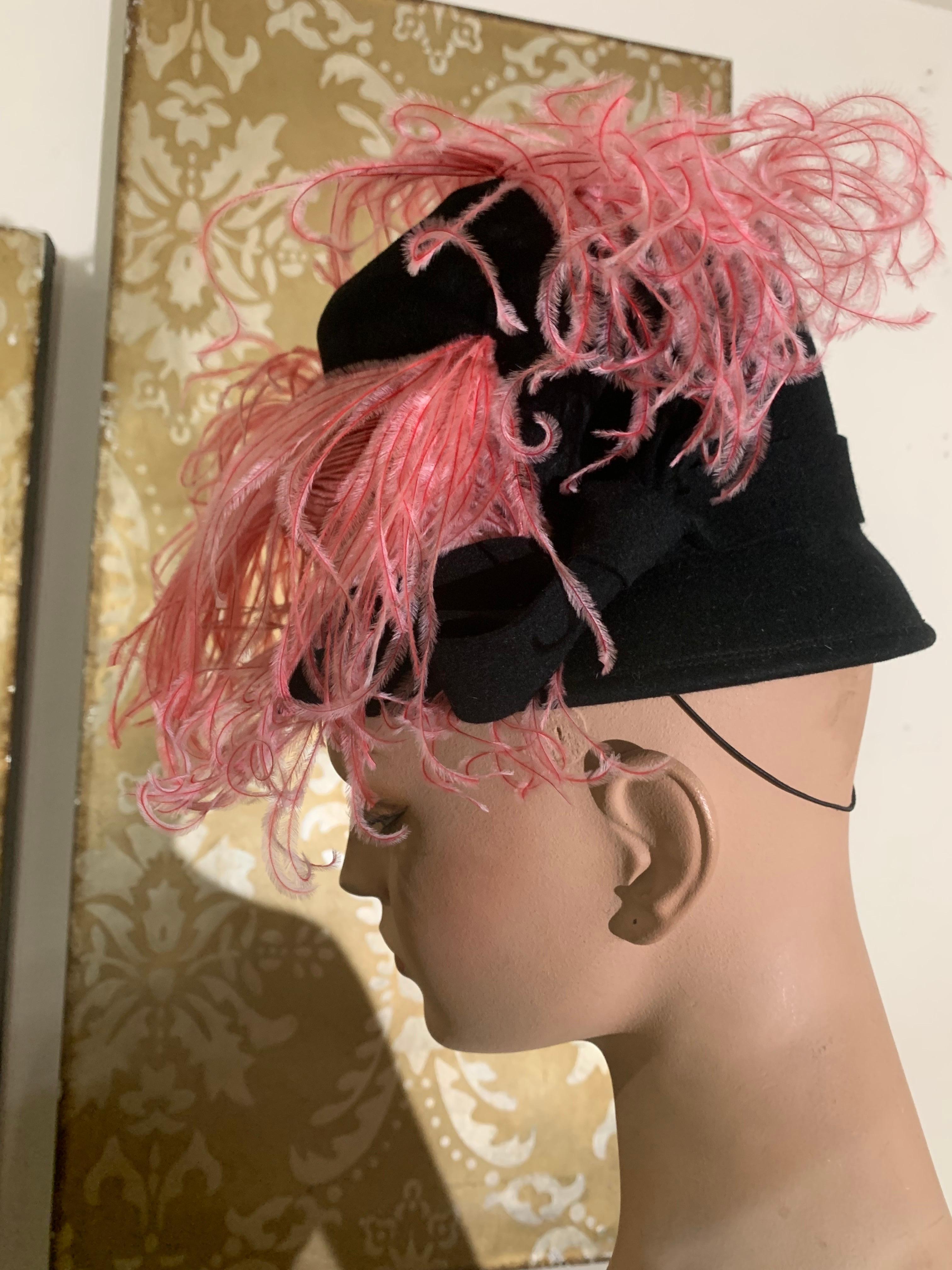 1940s Black Wool Felt Tall-Crown 