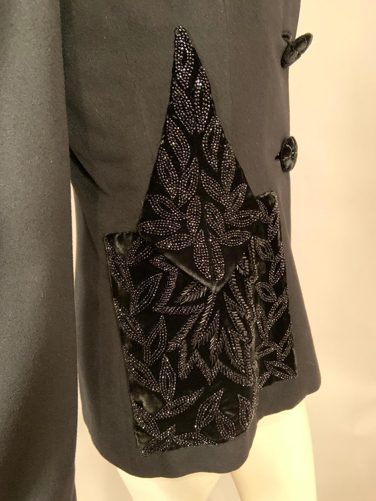 1940s Black Velvet Beaded Swing Jacket main image 1