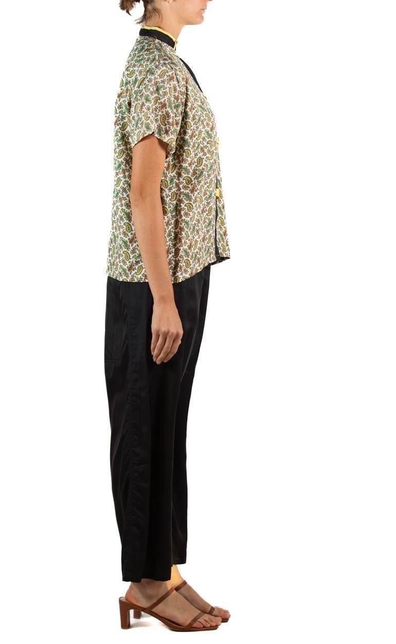 Women's 1940S Black & Yellow Cold Rayon Pajamas For Sale