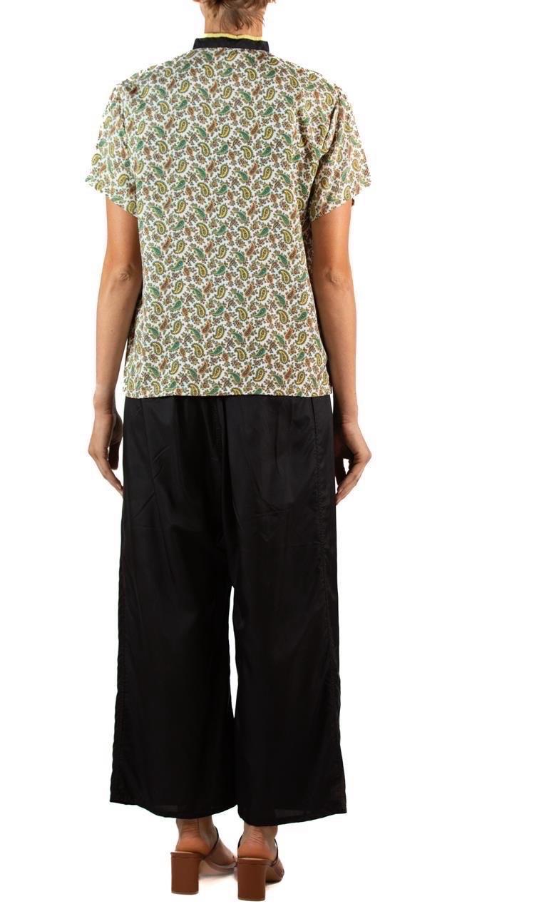 1940S Black & Yellow Cold Rayon Pajamas For Sale 1