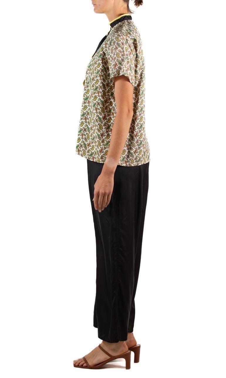 1940S Black & Yellow Cold Rayon Pajamas For Sale 2