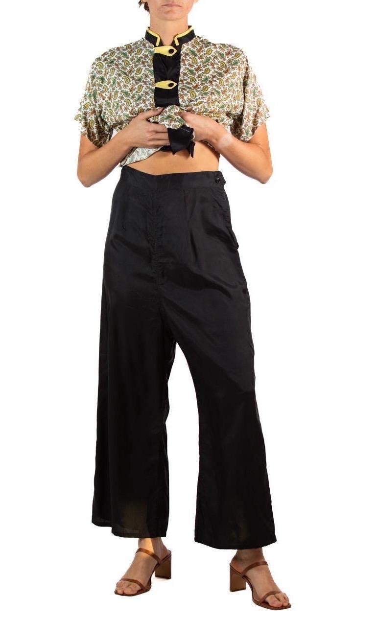 1940S Black & Yellow Cold Rayon Pajamas For Sale 3