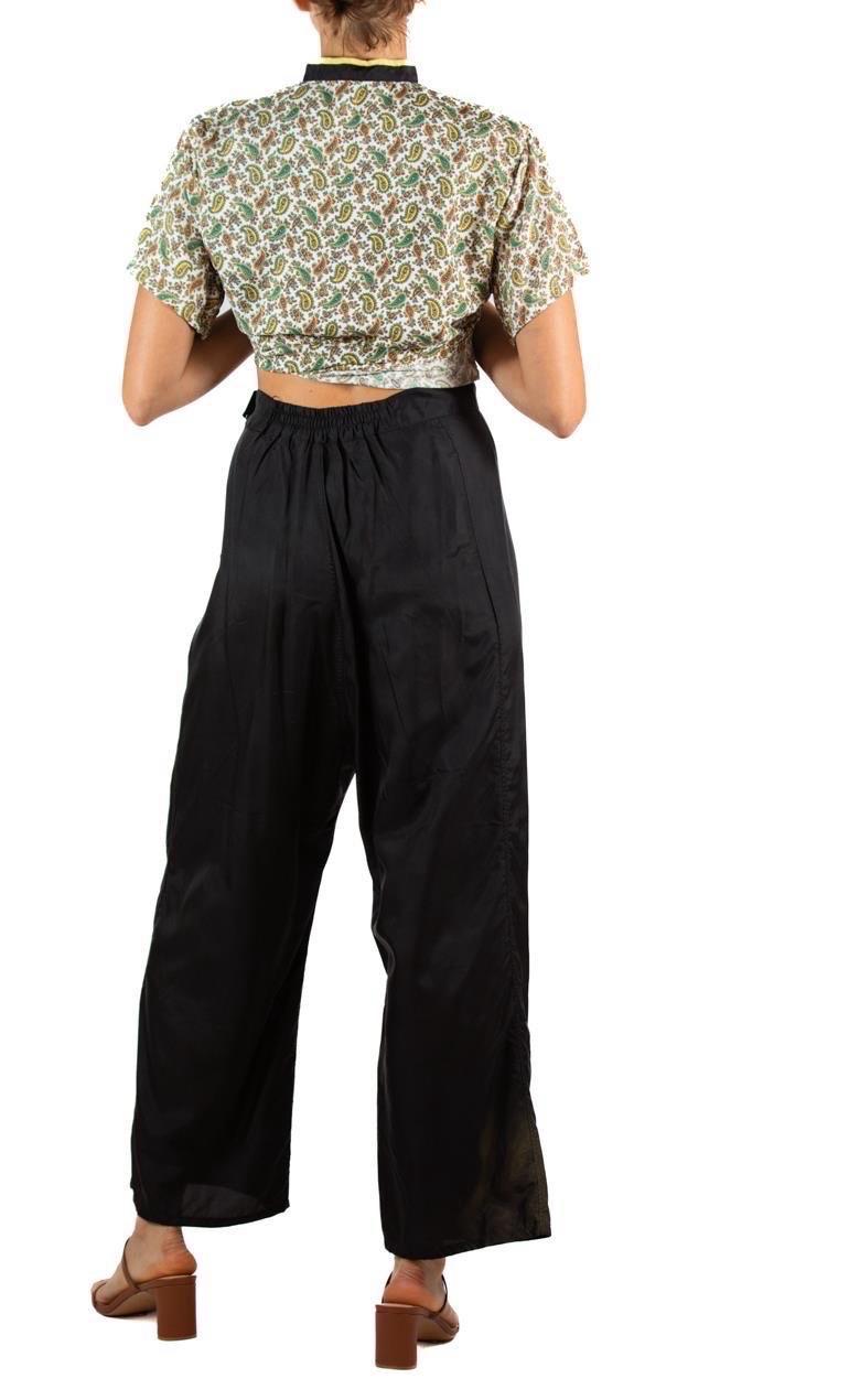 1940S Black & Yellow Cold Rayon Pajamas For Sale 4