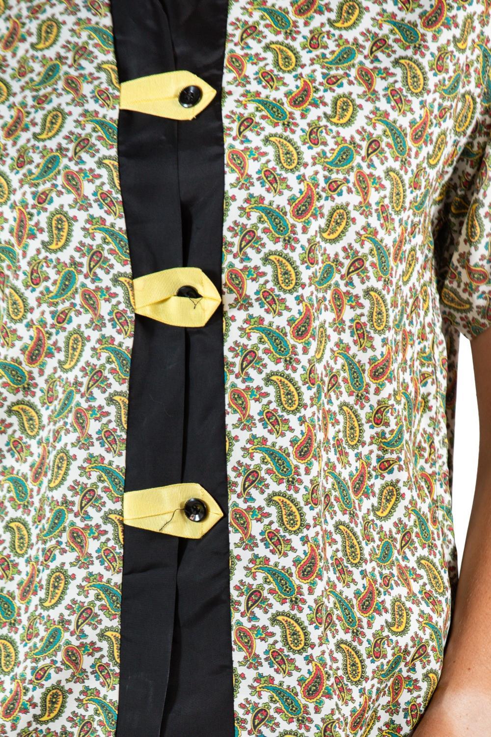 1940S Black & Yellow Cold Rayon Pajamas For Sale 5