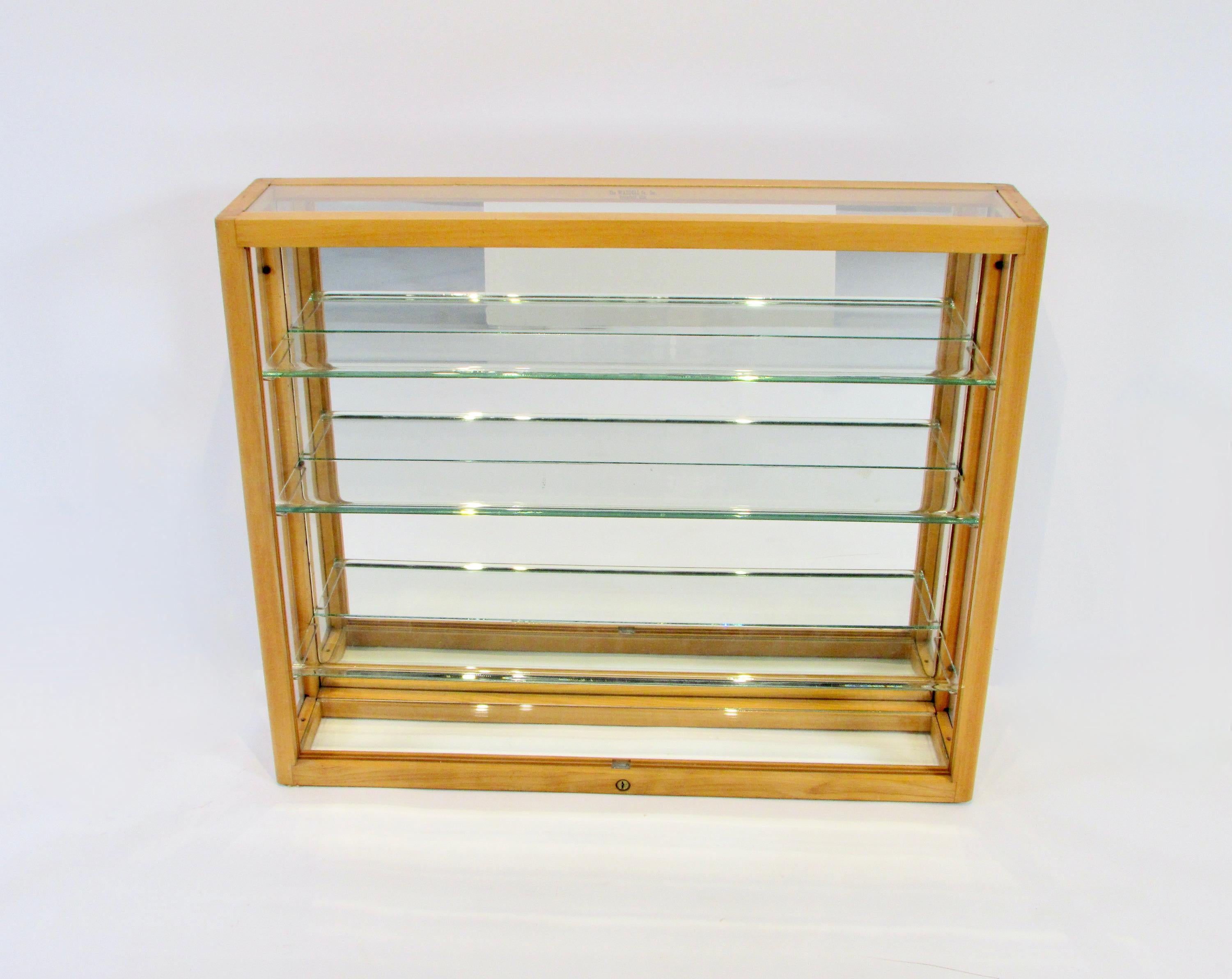 American 1940s Blonde Wood with Glass Collectors Showcase For Sale