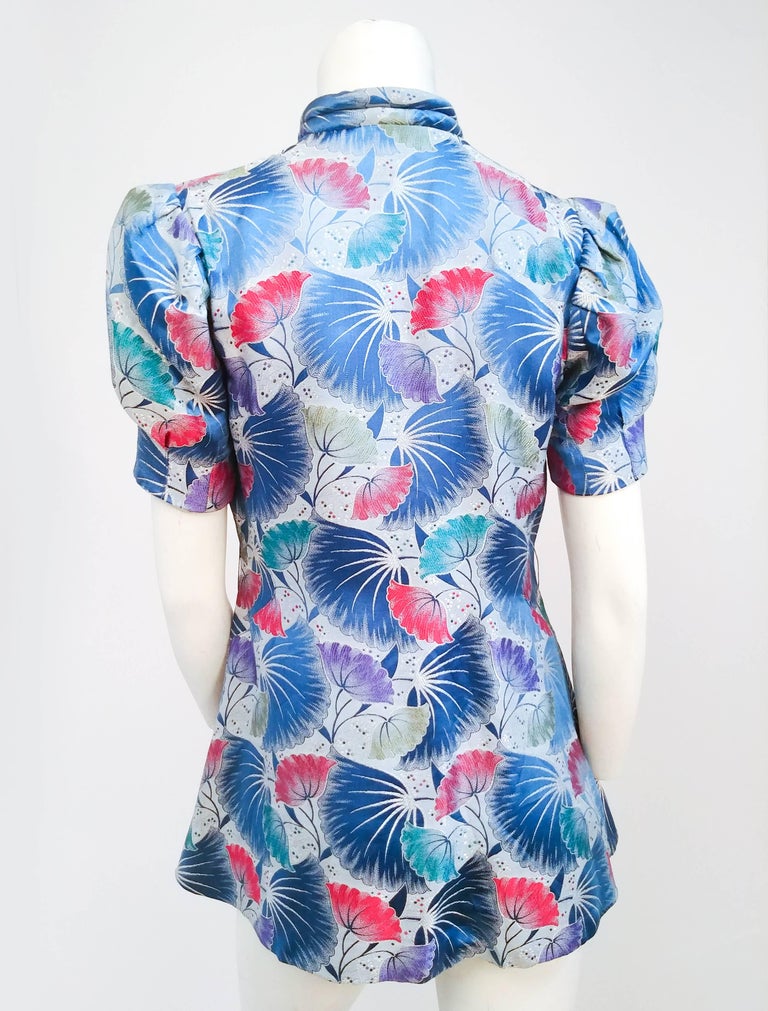 Blue Chinese Brocade Top, 1940s at 1stdibs