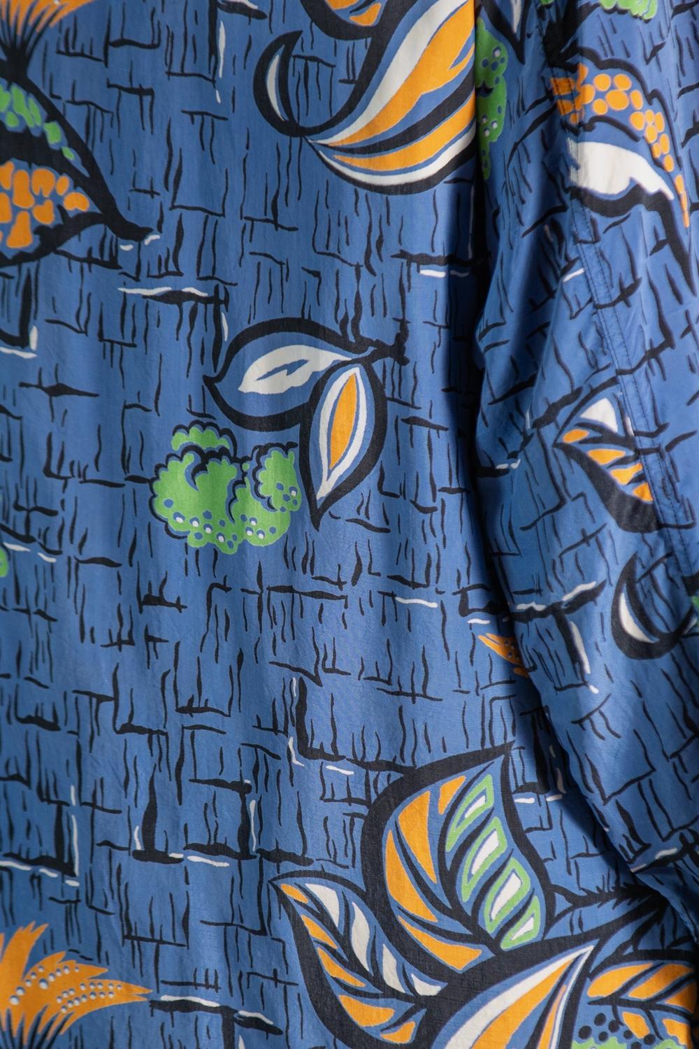 1940S Blue & Orange Cold Rayon Men's Rare Modernist Tropical Floral Print Pajam 4