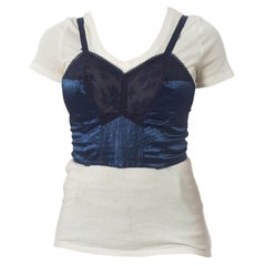 1940S Blue Rayon 
Cotton Satin Bustier