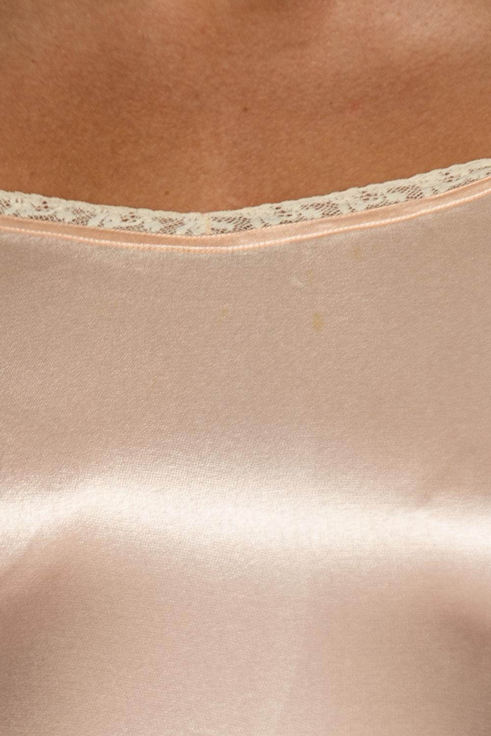 1940S Blush Pink Silk Lace Trimed Slip With Side Zipper For Sale 4