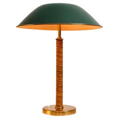 1940s Böhlmarks Brass and Leather Table Lamp