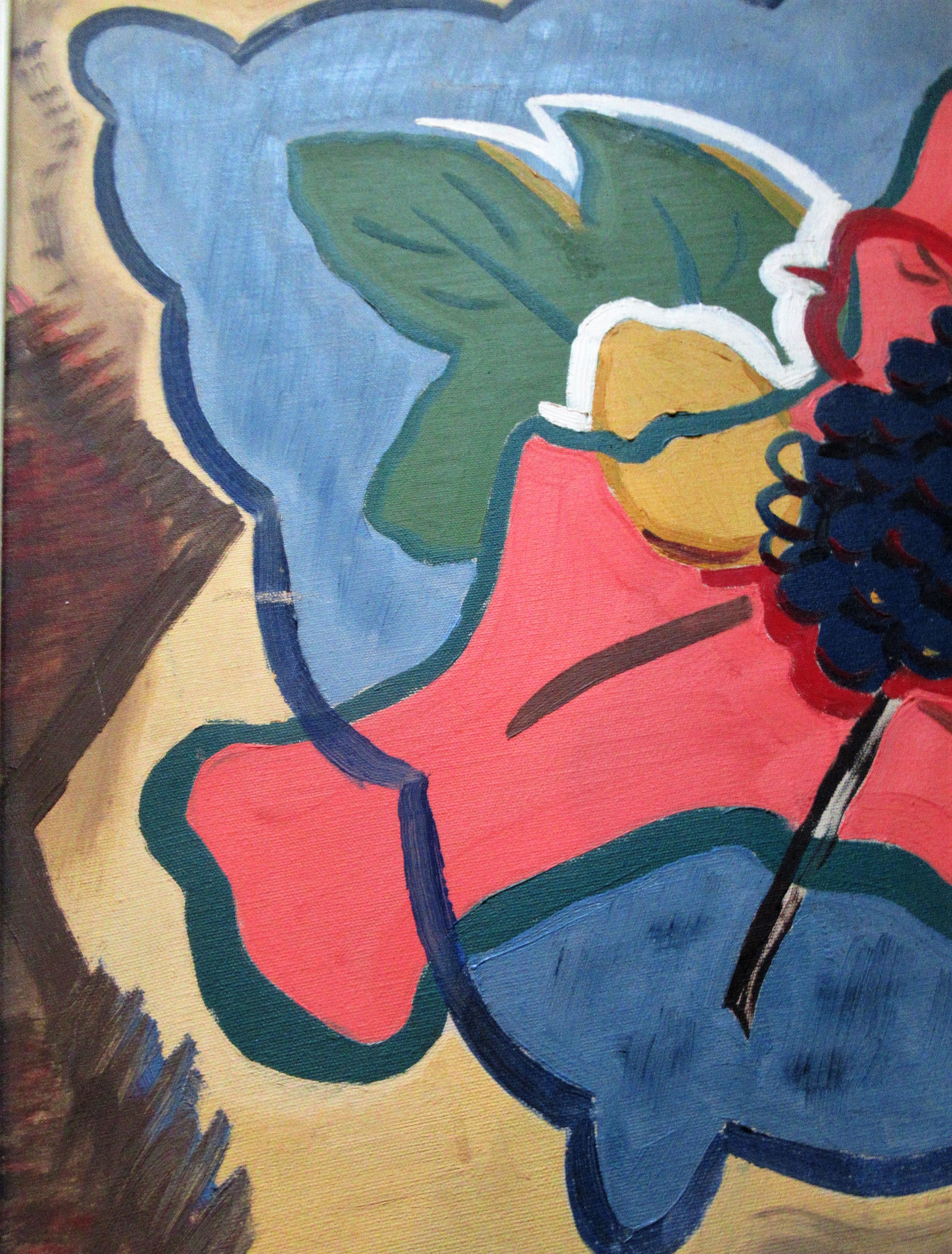 Mid-20th Century 1940s Brilliant American Abstract Flower Painting
