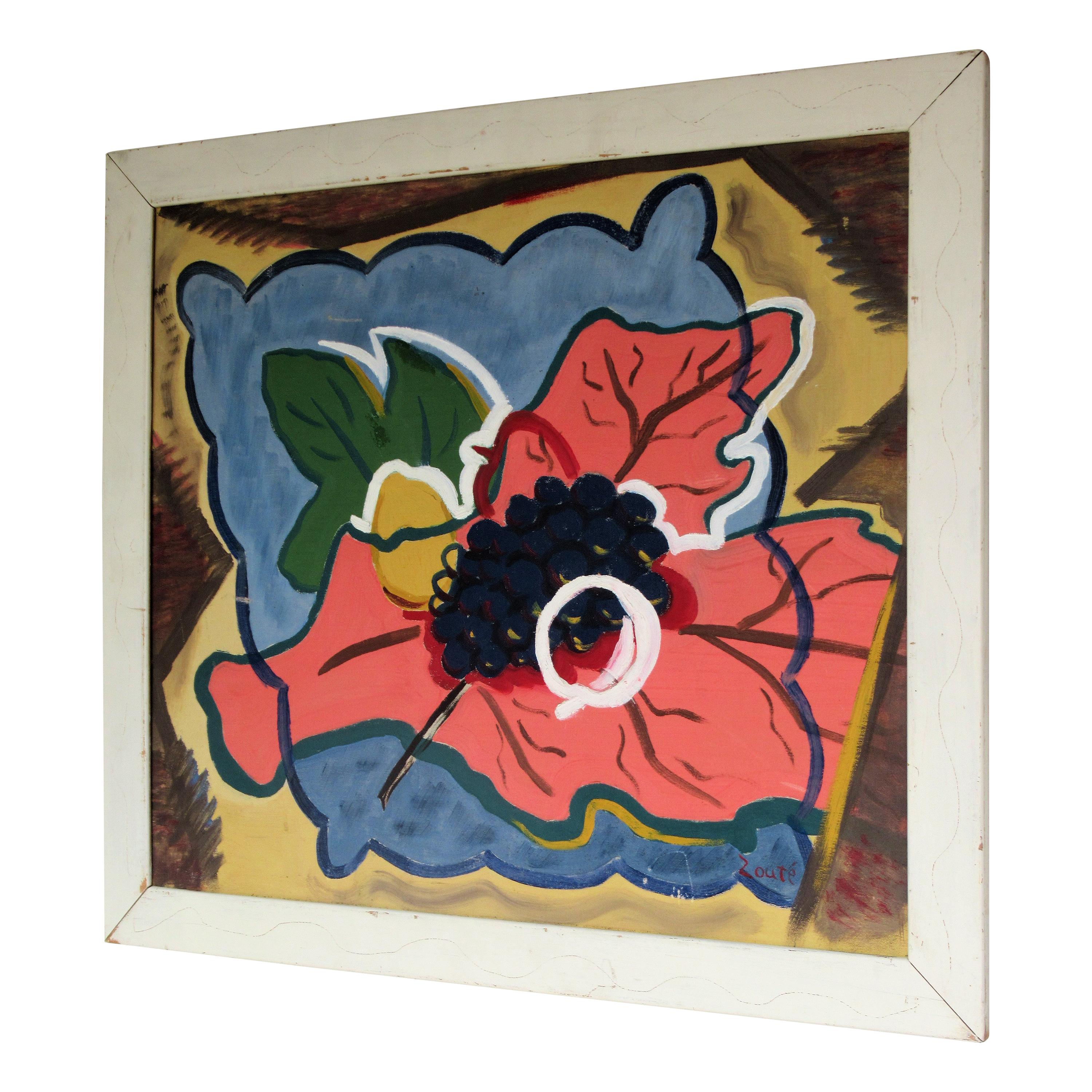1940s Brilliant American Abstract Flower Painting