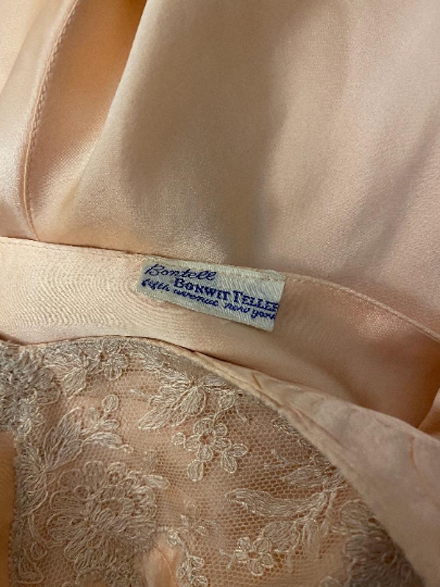 Beige 1940s Bonwit Teller Blush Pink Silk and Lace Slip Dress