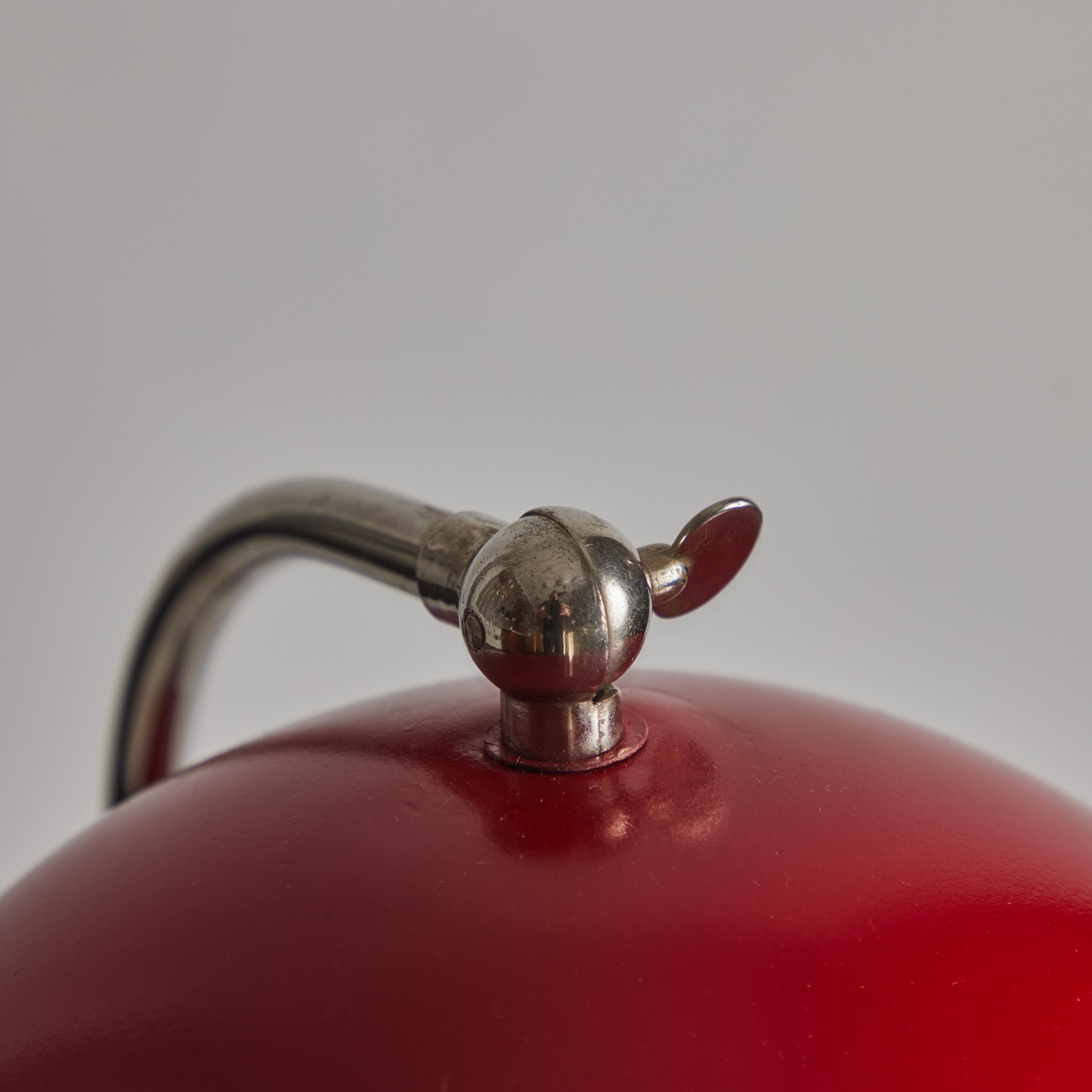 1940s Boréns Borås Table Lamp in Red Lacquered Metal & Nickel For Sale 5
