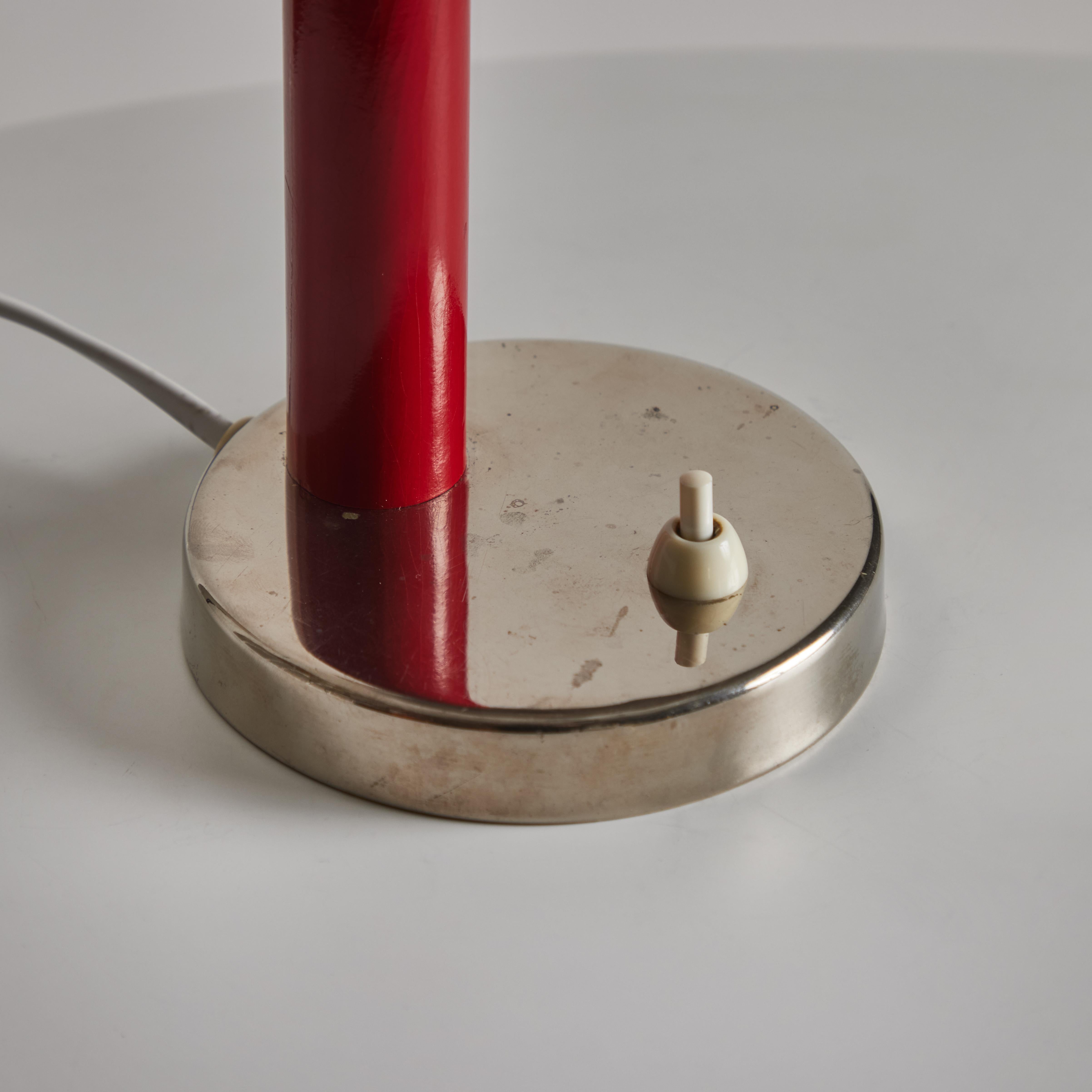 1940s Boréns Borås Table Lamp in Red Lacquered Metal & Nickel For Sale 6