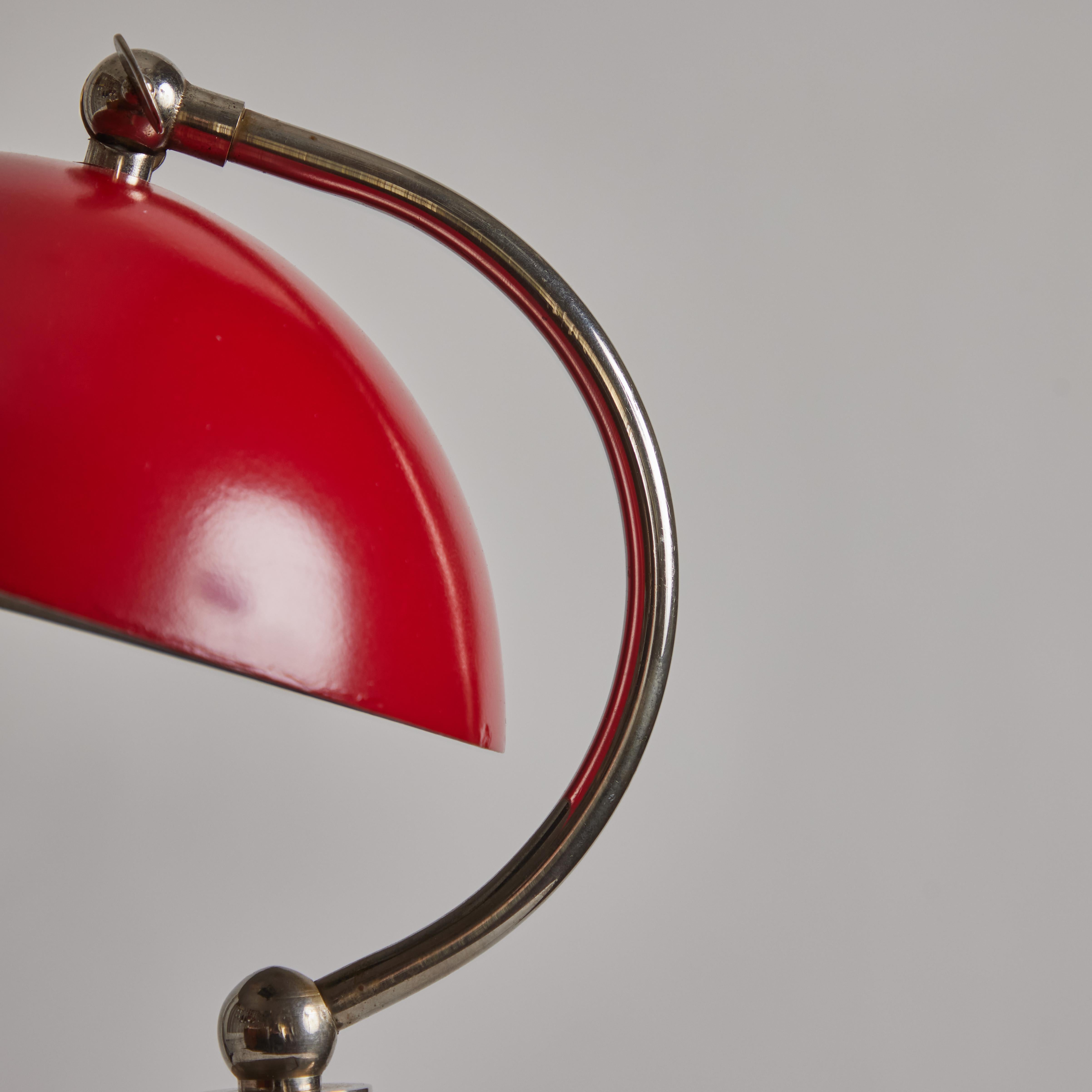 1940s Boréns Borås Table Lamp in Red Lacquered Metal & Nickel For Sale 8