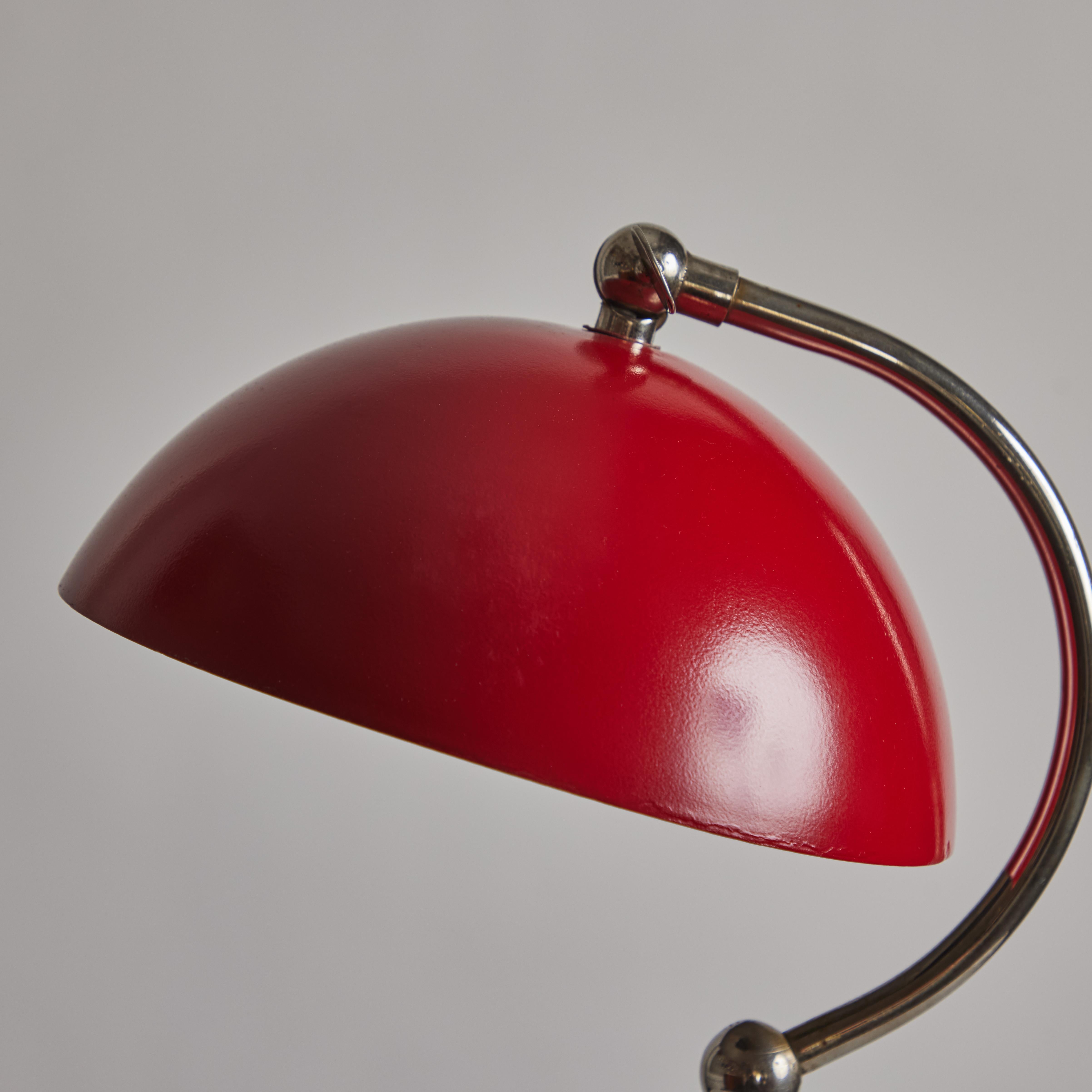 1940s Boréns Borås Table Lamp in Red Lacquered Metal & Nickel For Sale 9