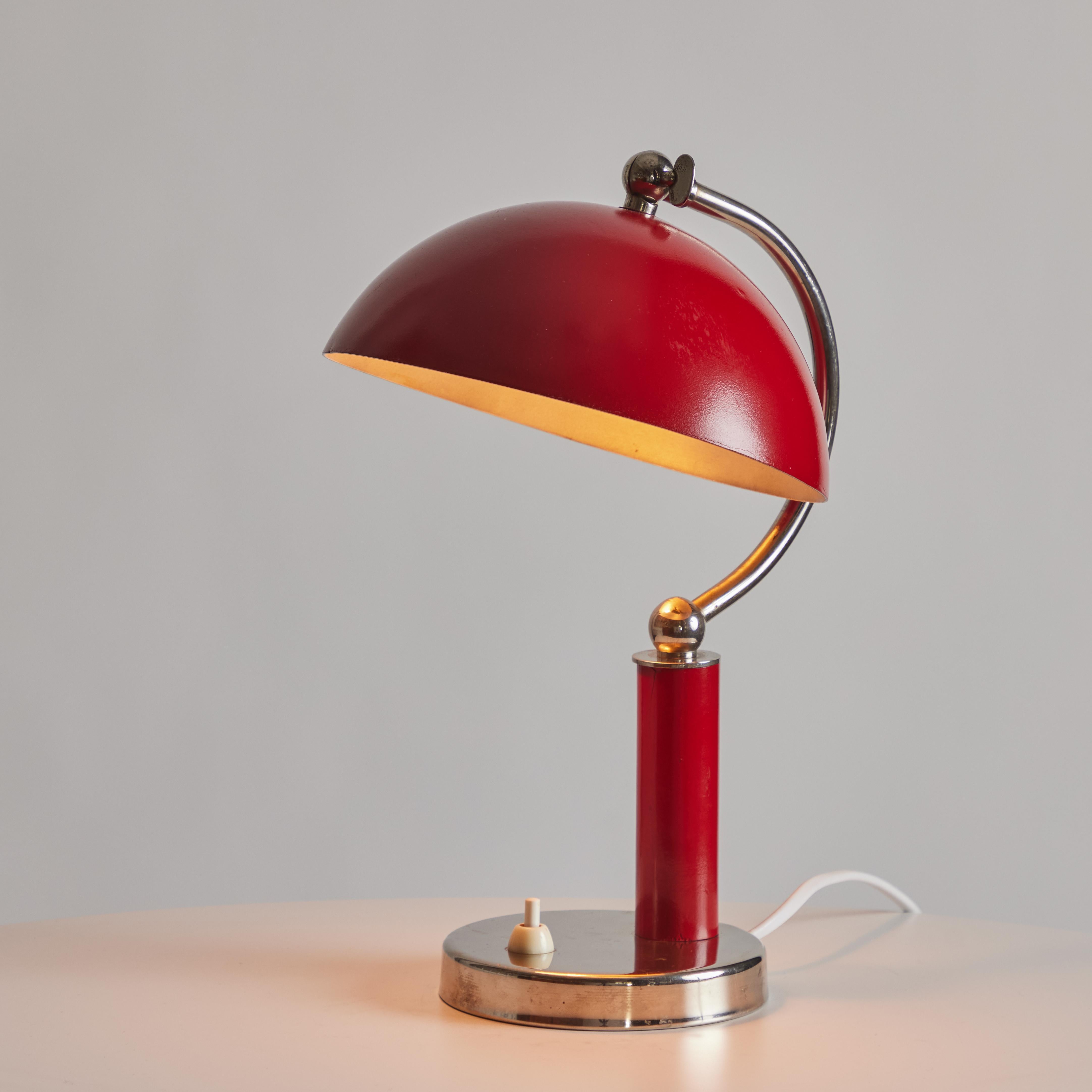 1940s Boréns Borås Table Lamp in Red Lacquered Metal & Nickel For Sale 12
