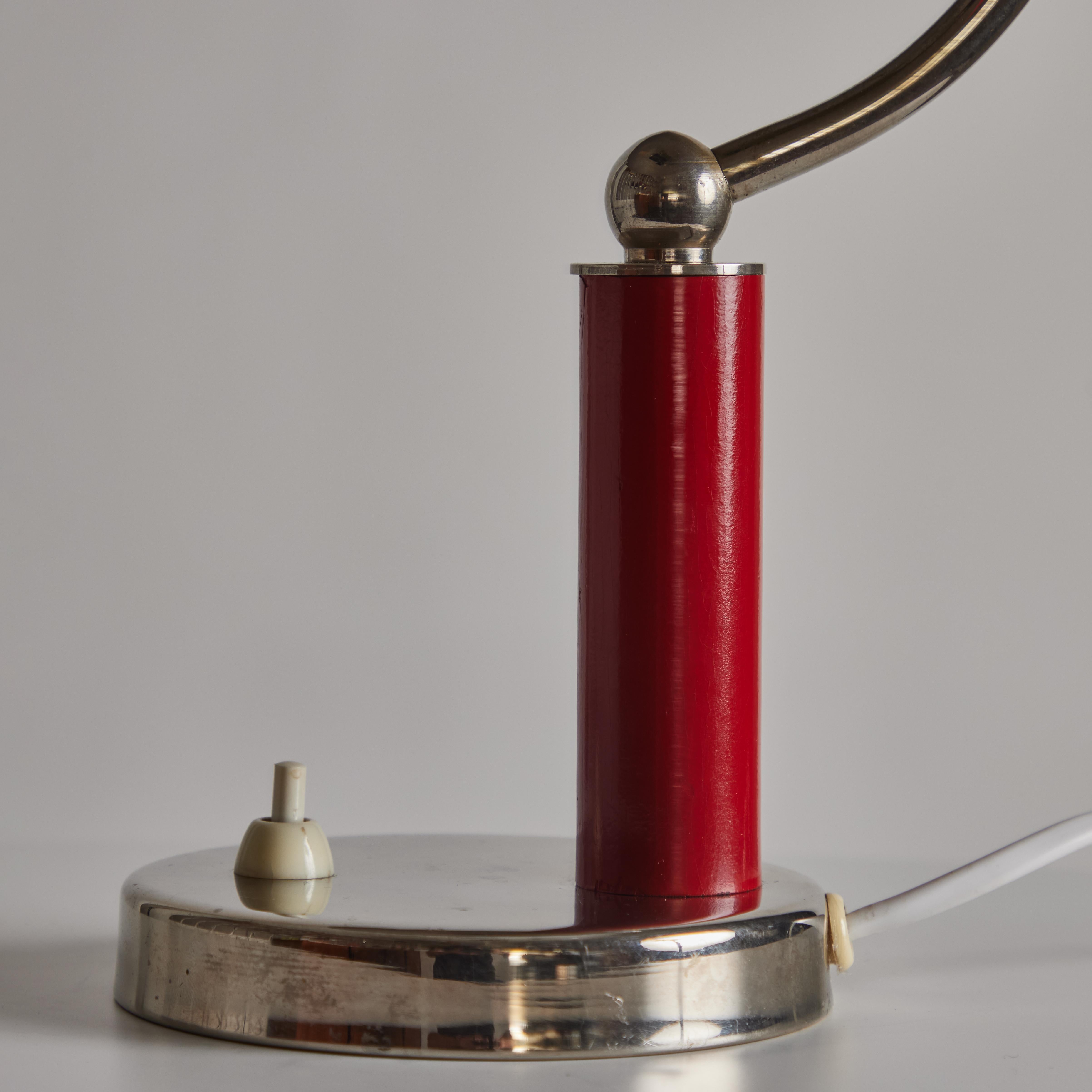 1940s Boréns Borås Table Lamp in Red Lacquered Metal & Nickel For Sale 14