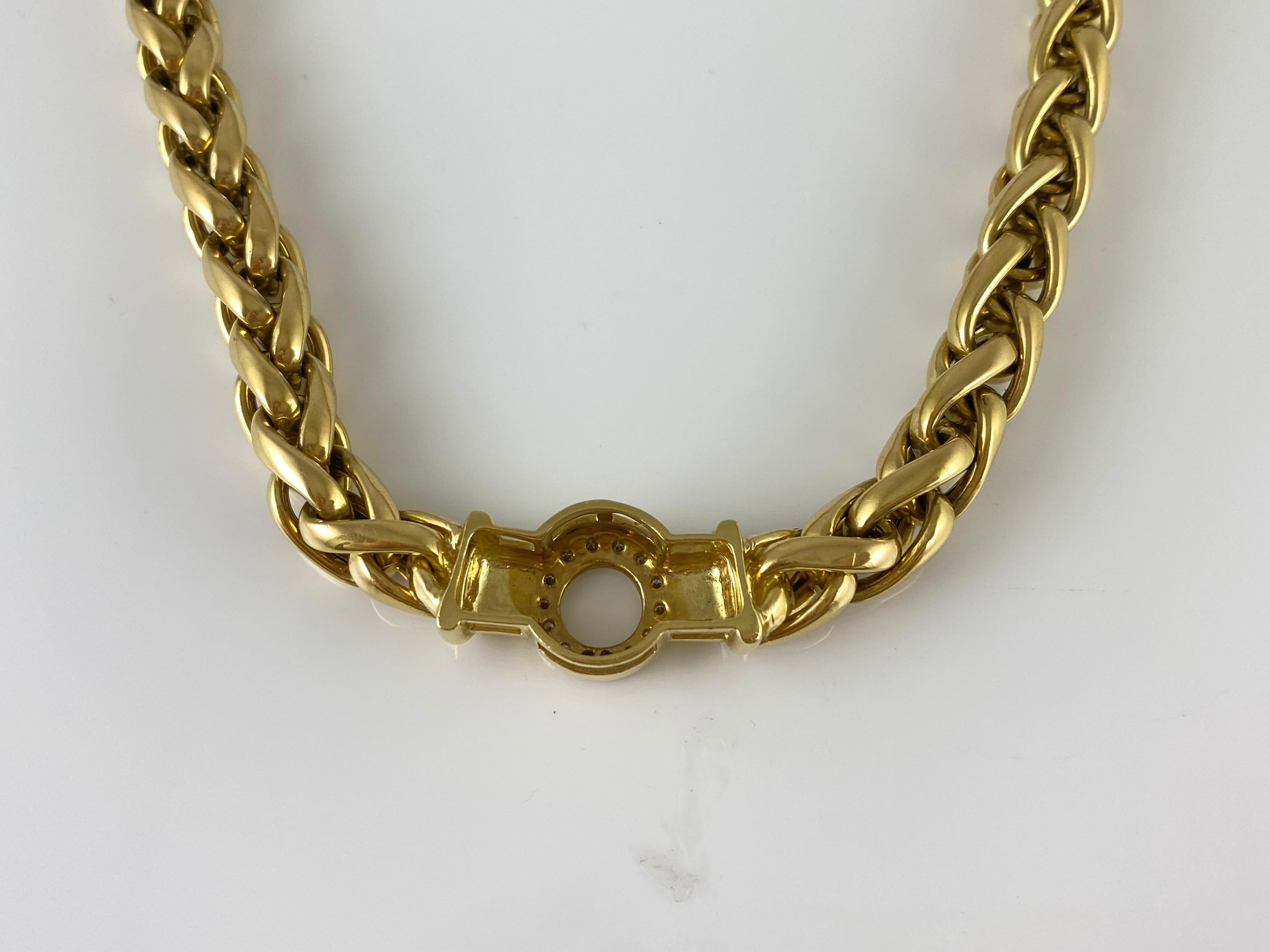 1940er Jahre Collier aus geflochtenen Gliedern im Stil Gold mit Diamanten (Rundschliff) im Angebot