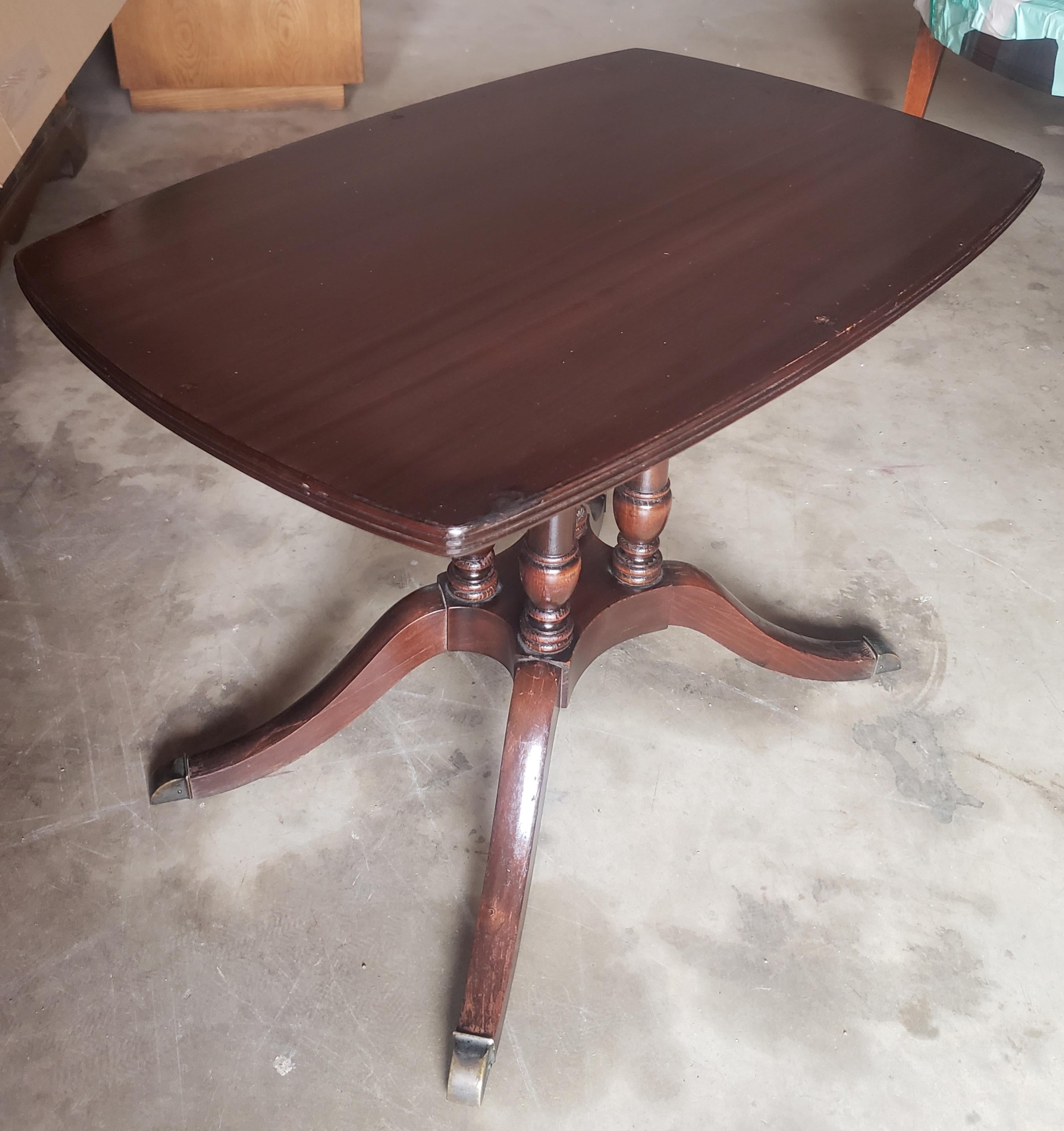 20th Century 1940s Brandt Furniture Mahogany Side Table with Glass Tray For Sale