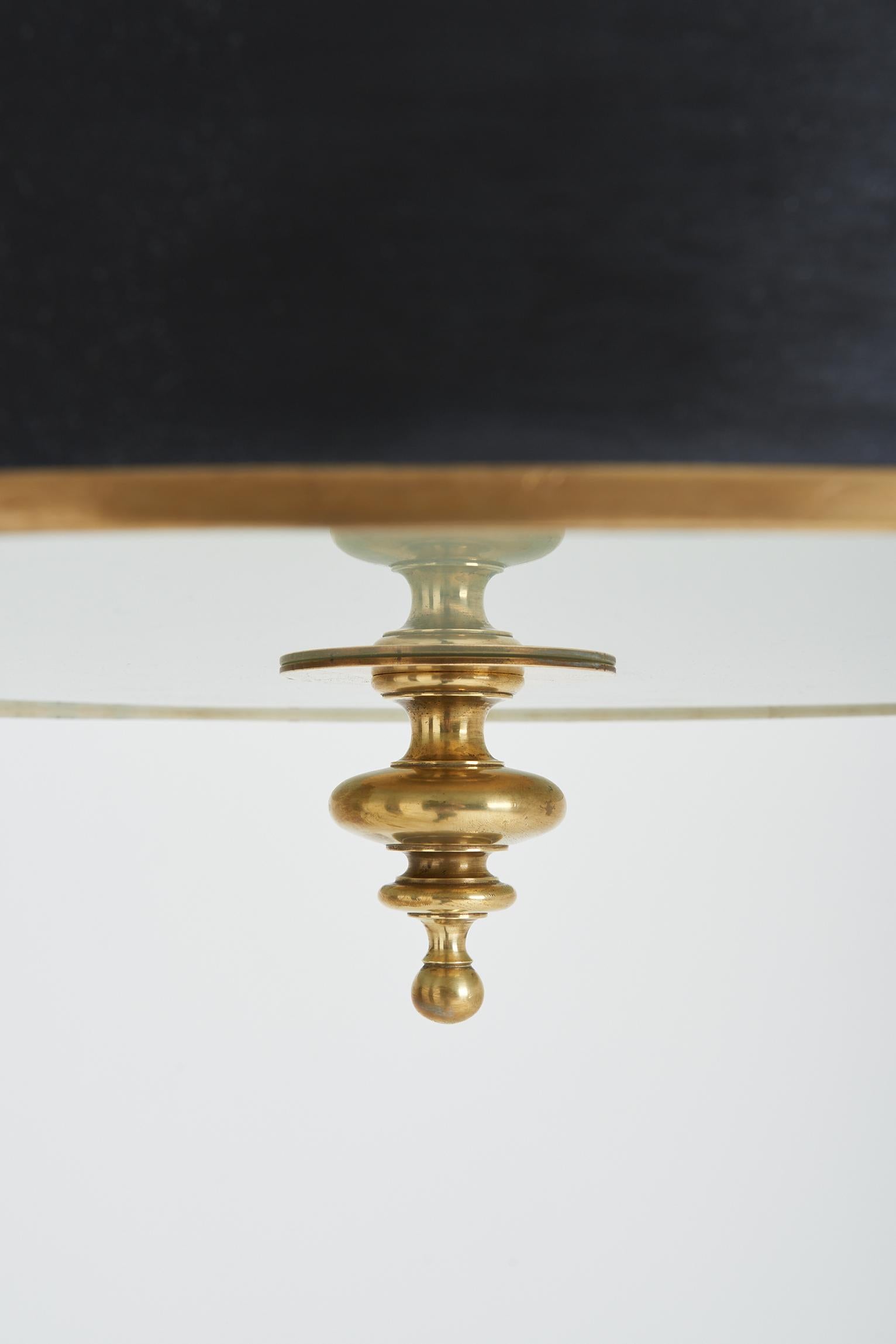 1940s Brass and Glass Ceiling Light 3