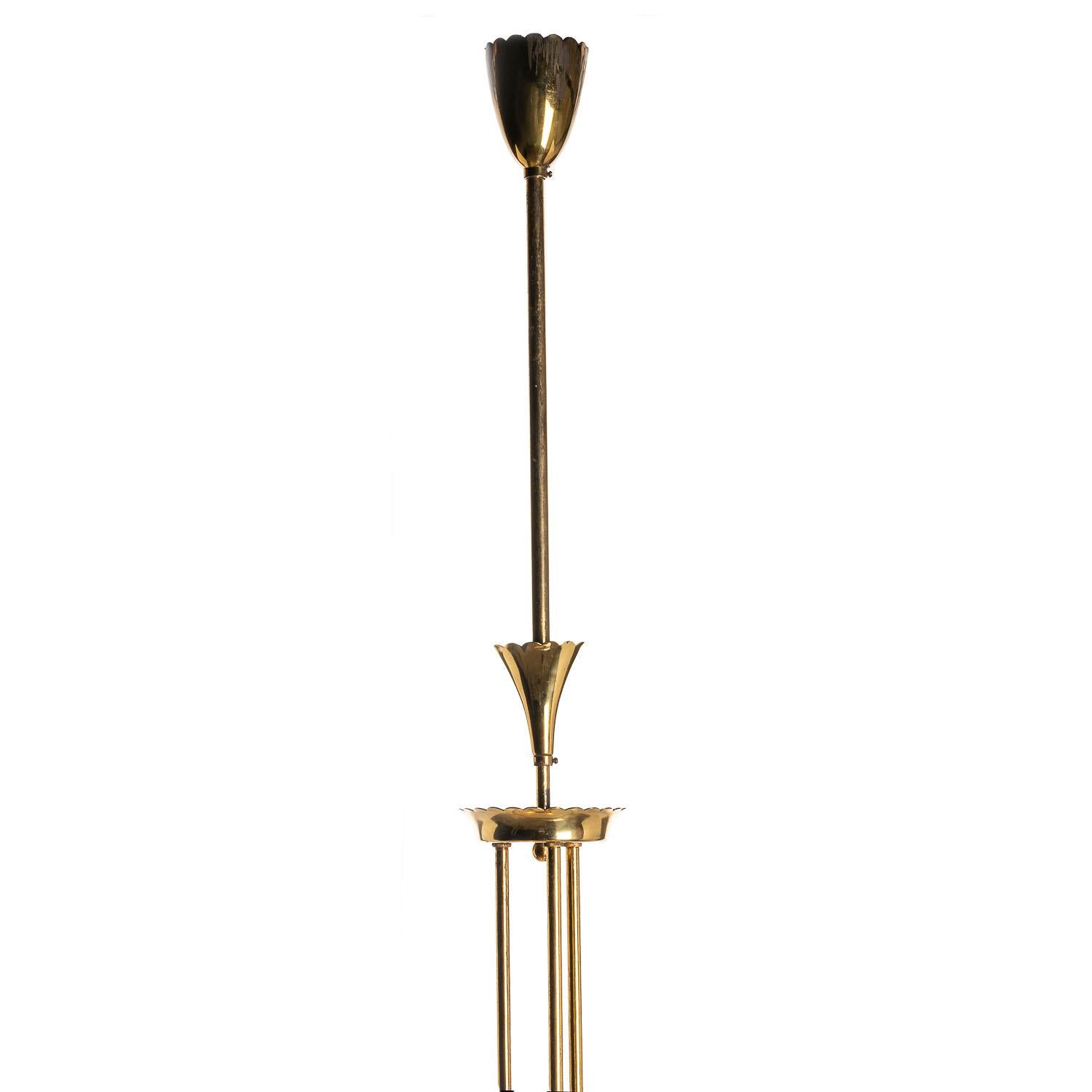 20th Century 1940's Brass and Glass Pendant in Style of Pietro Chiesa For Sale