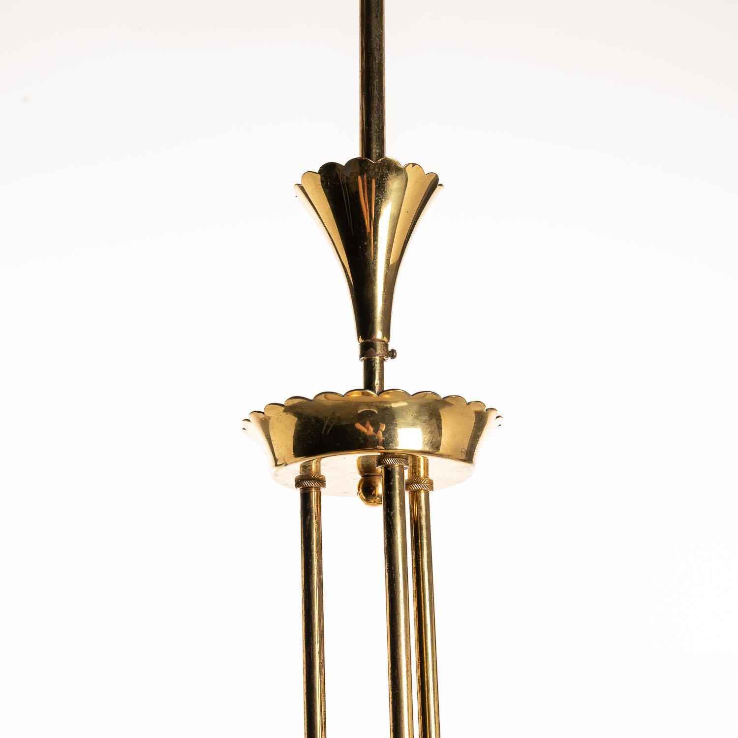 1940's Brass and Glass Pendant in Style of Pietro Chiesa For Sale 2