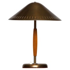 1940's Brass and Stained Teak Table Lamp Designed by Harald Notini For Böhlmarks