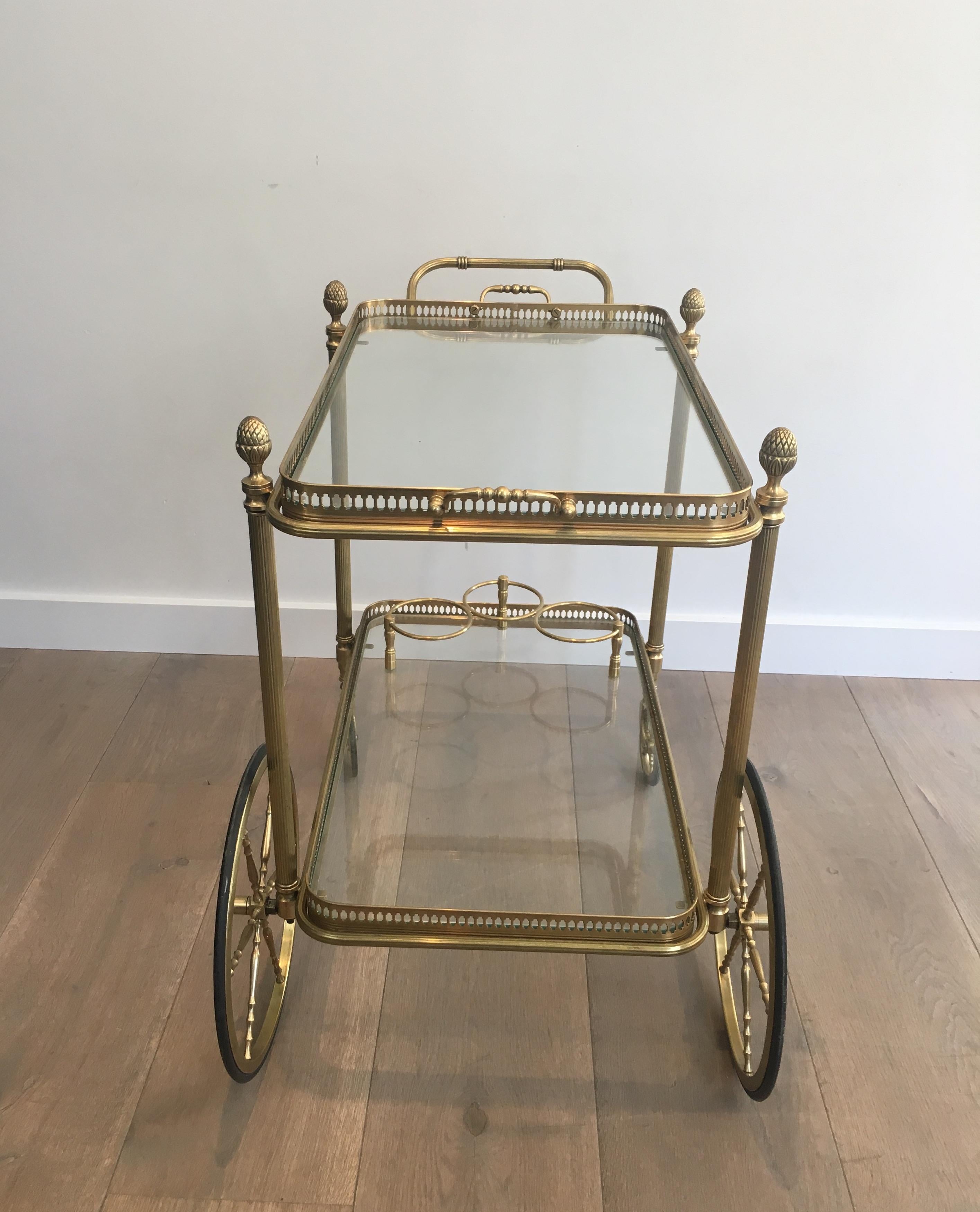 1940s Brass Bar Cart by Maison Bagués For Sale 4