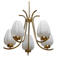 1940s, Brass Chandelier by Harald Notini for Böhlmarks,  Sweden