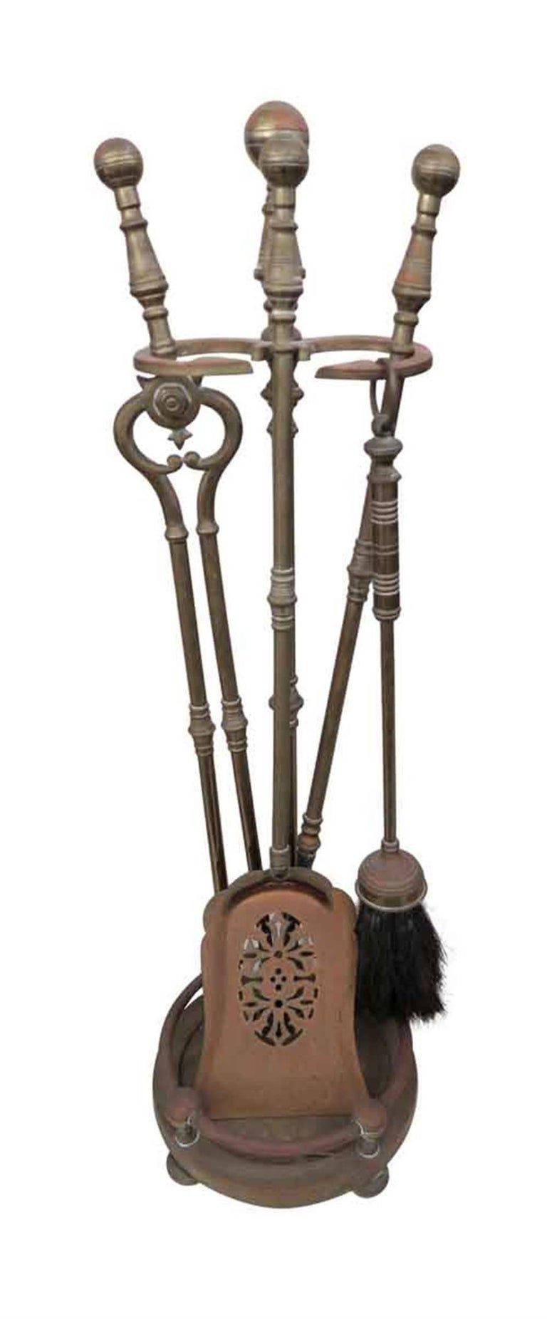 1940s Brass Fireplace Tool Set For Sale at 1stDibs