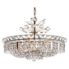 Lustre en laiton et verre des années 1940 attribué à Bakalowits