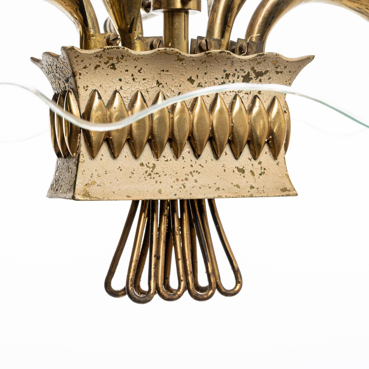 20th Century 1940's Brass & Glass Lantern Attributed to Pietro Chiesa