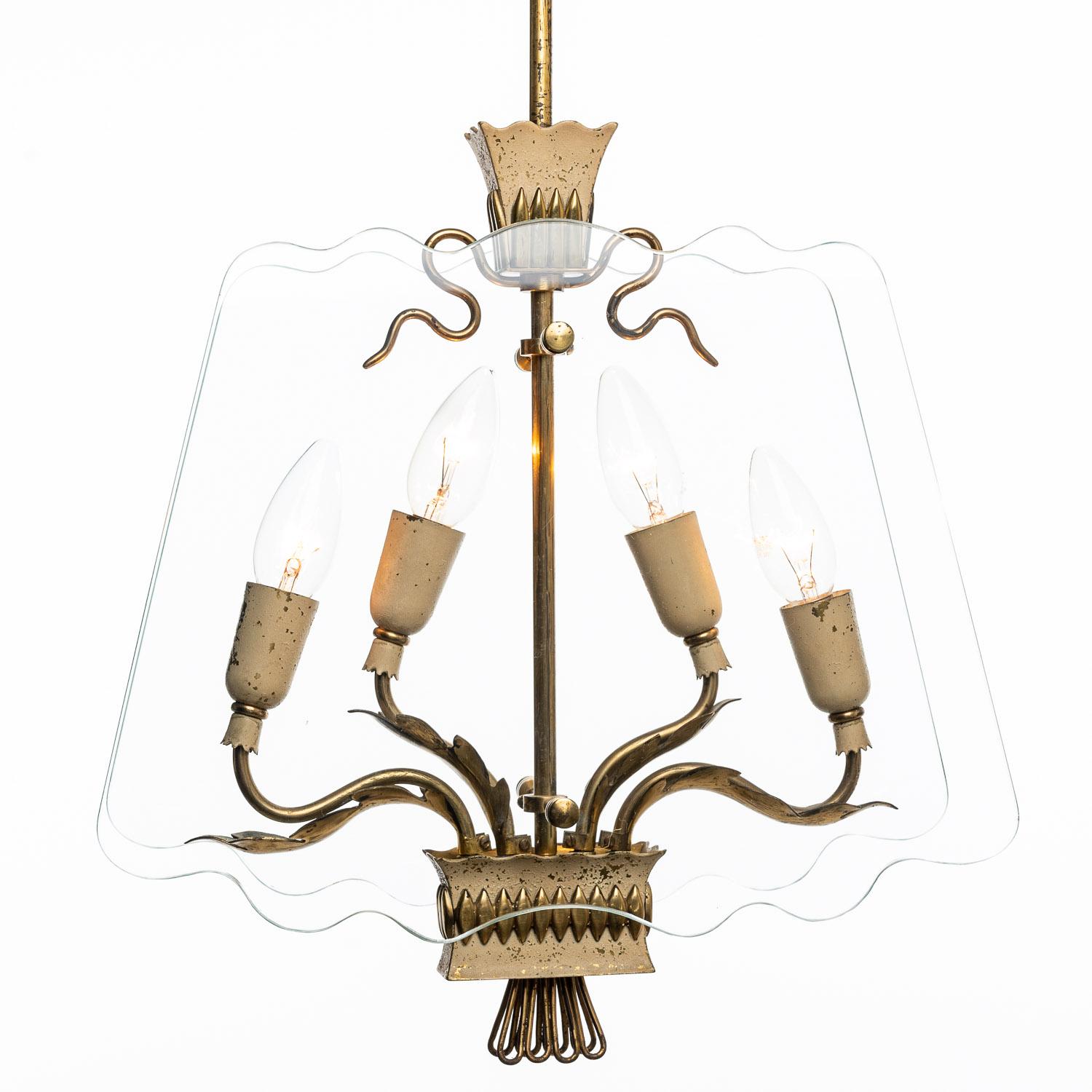 1940's Brass & Glass Lantern Attributed to Pietro Chiesa 3