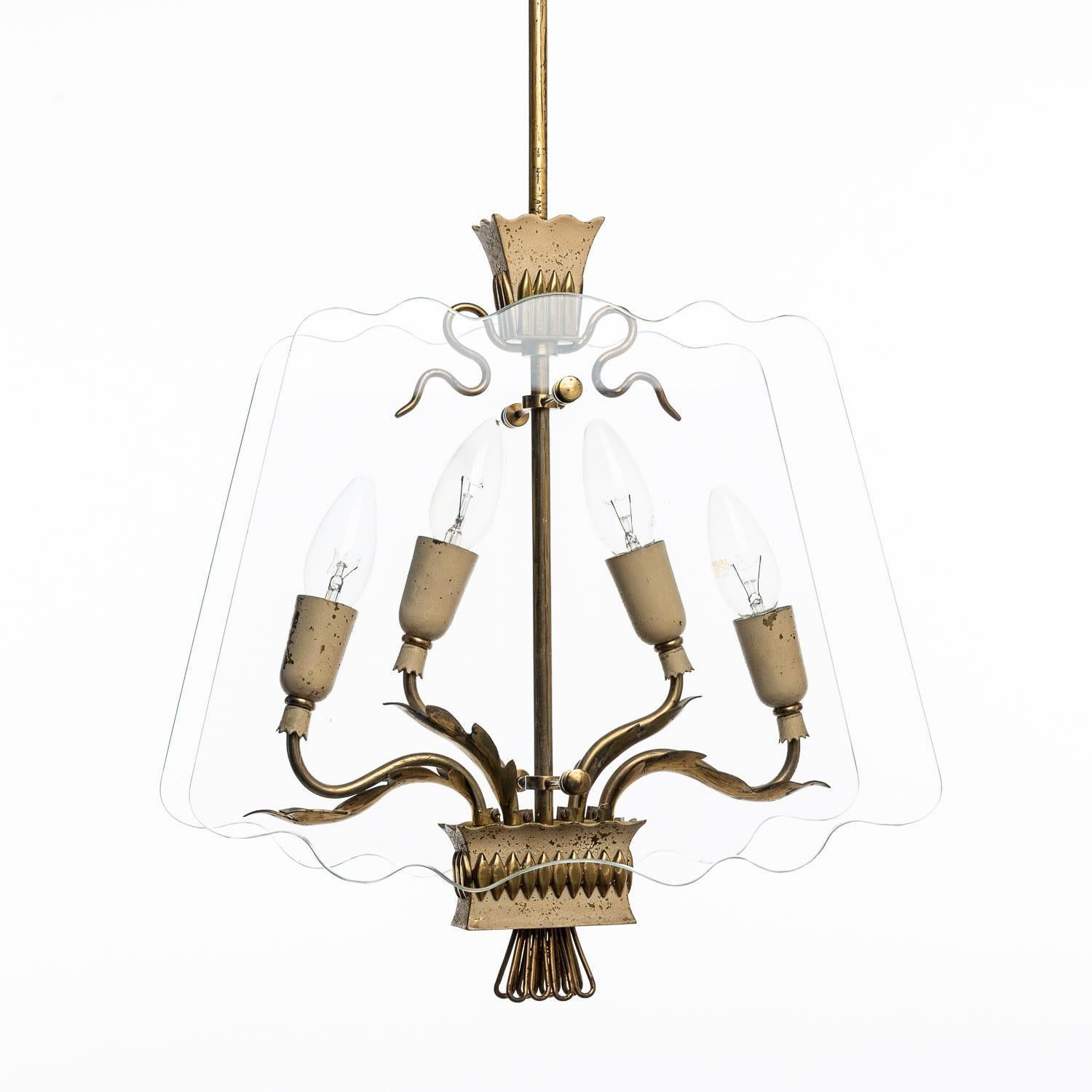 1940's Brass & Glass Lantern Attributed to Pietro Chiesa 4