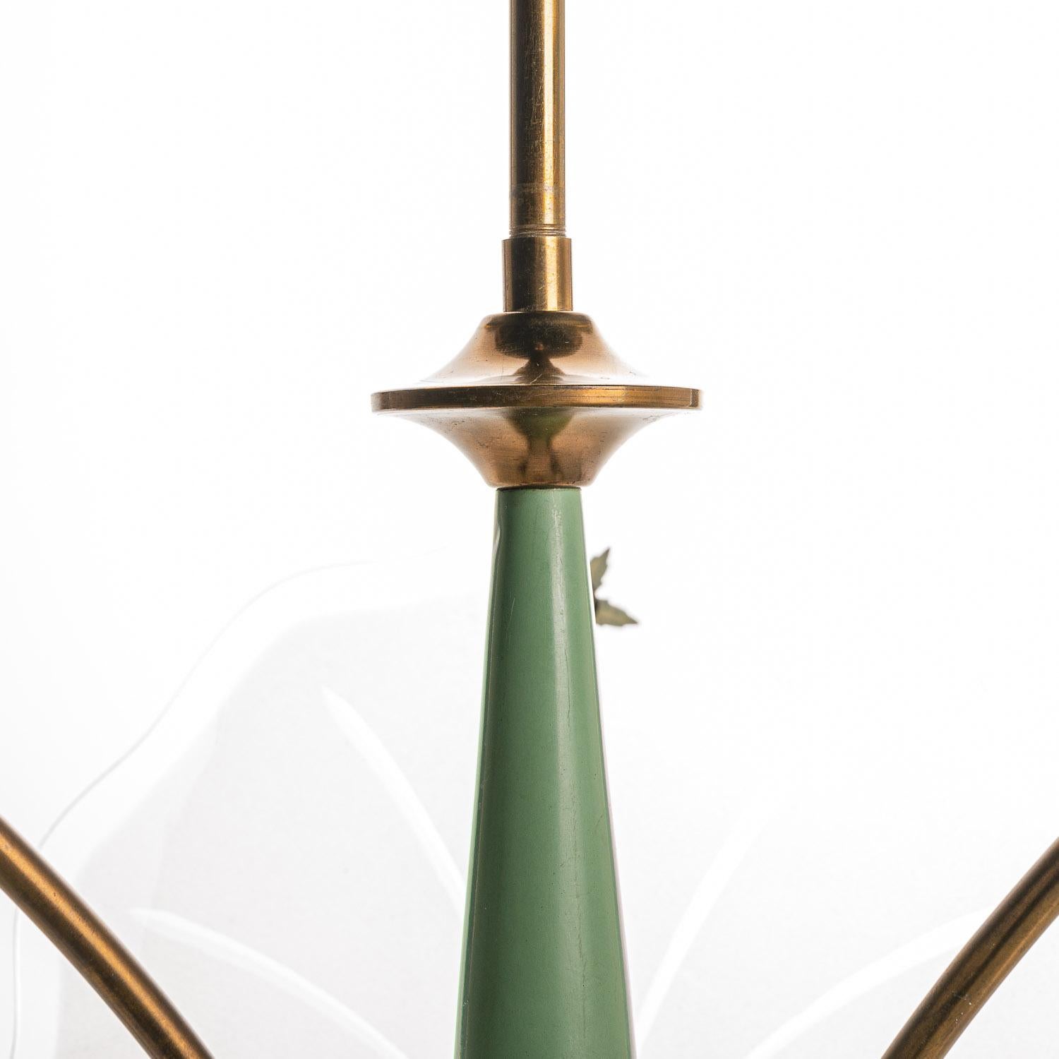 20th Century 1940's Brass & Glass Pendant in Style of Pietro Chiesa