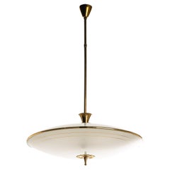 1940's Brass & Glass Pendant in Style of Pietro Chiesa