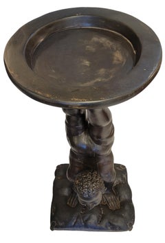 Used 1940s Bronze Bird Bath Of Man Doing A hand Stand 