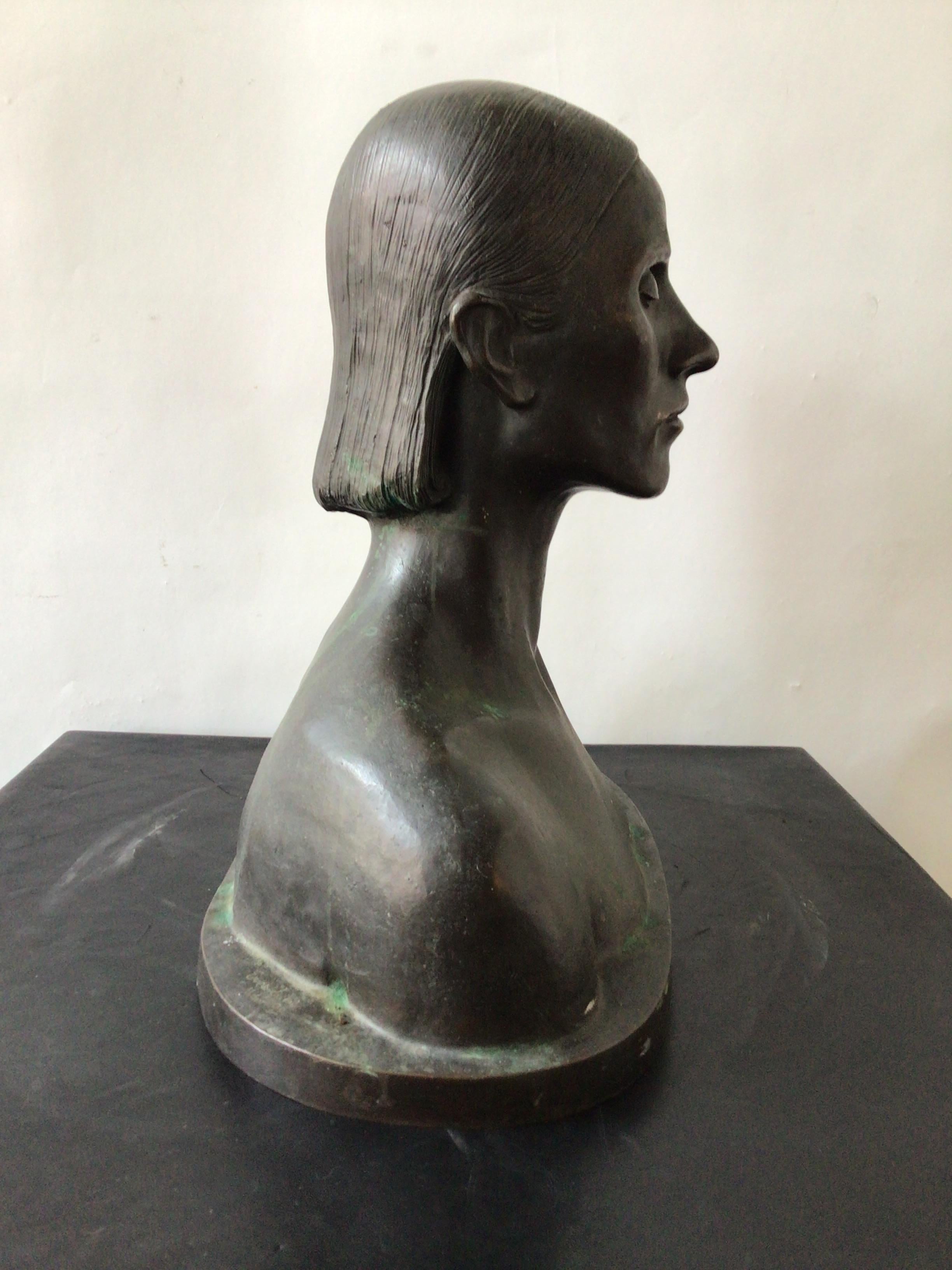 1940s Bronze Bust of Woman 2