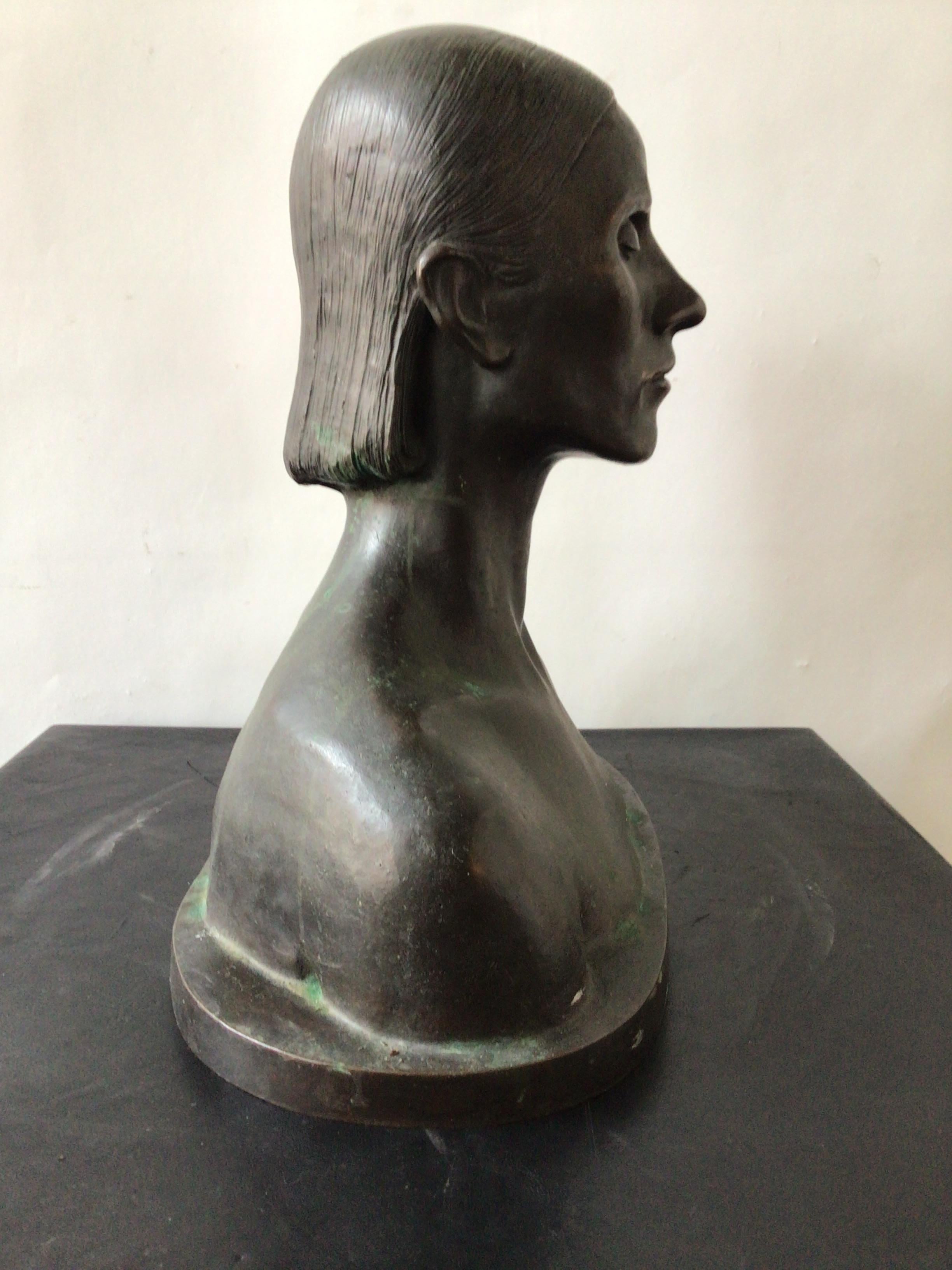 1940s Bronze Bust of Woman 3