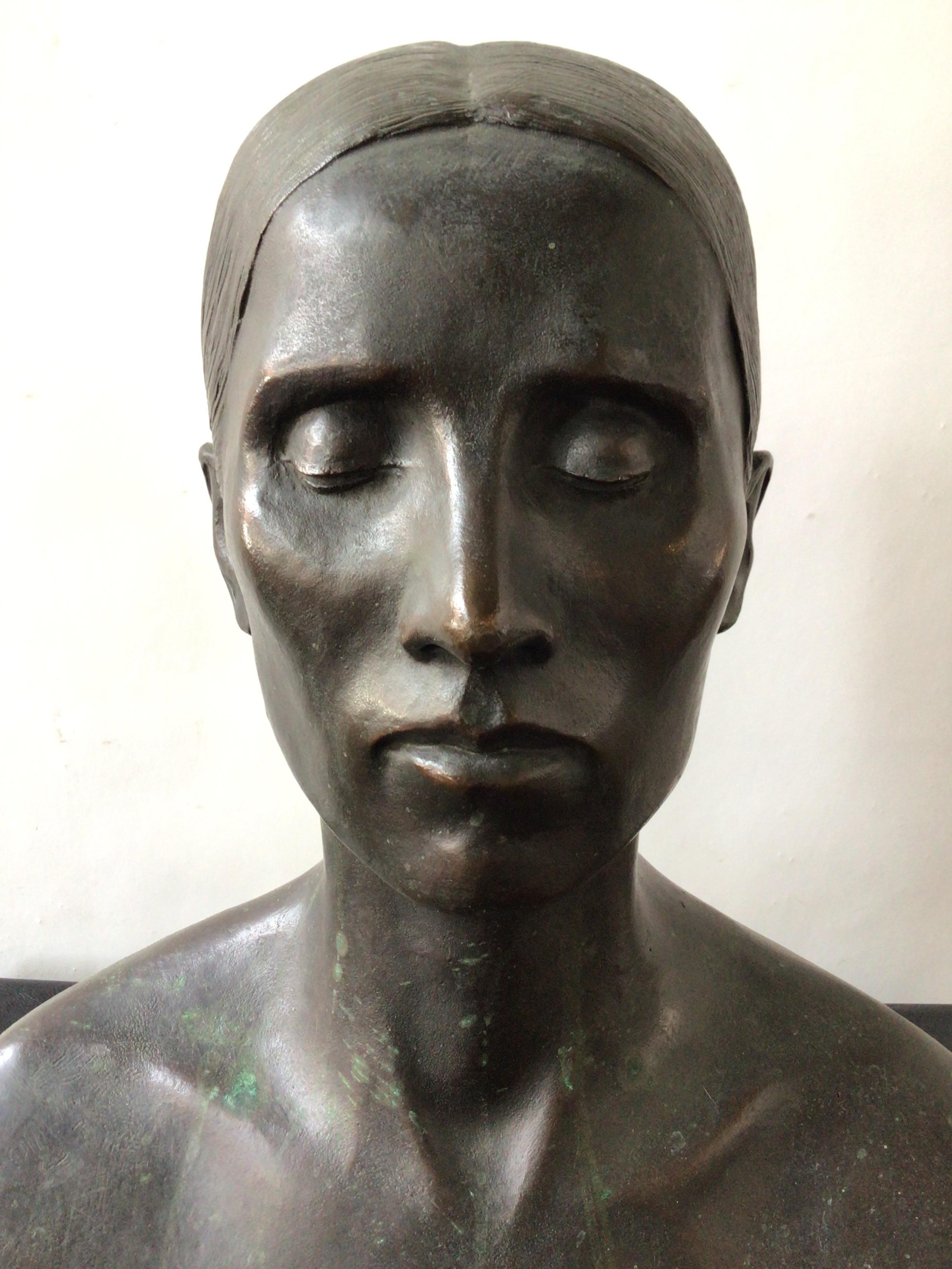 1940s Bronze Bust of Woman 4