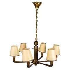 1940s Bronze Chandelier by Genet Et Michon