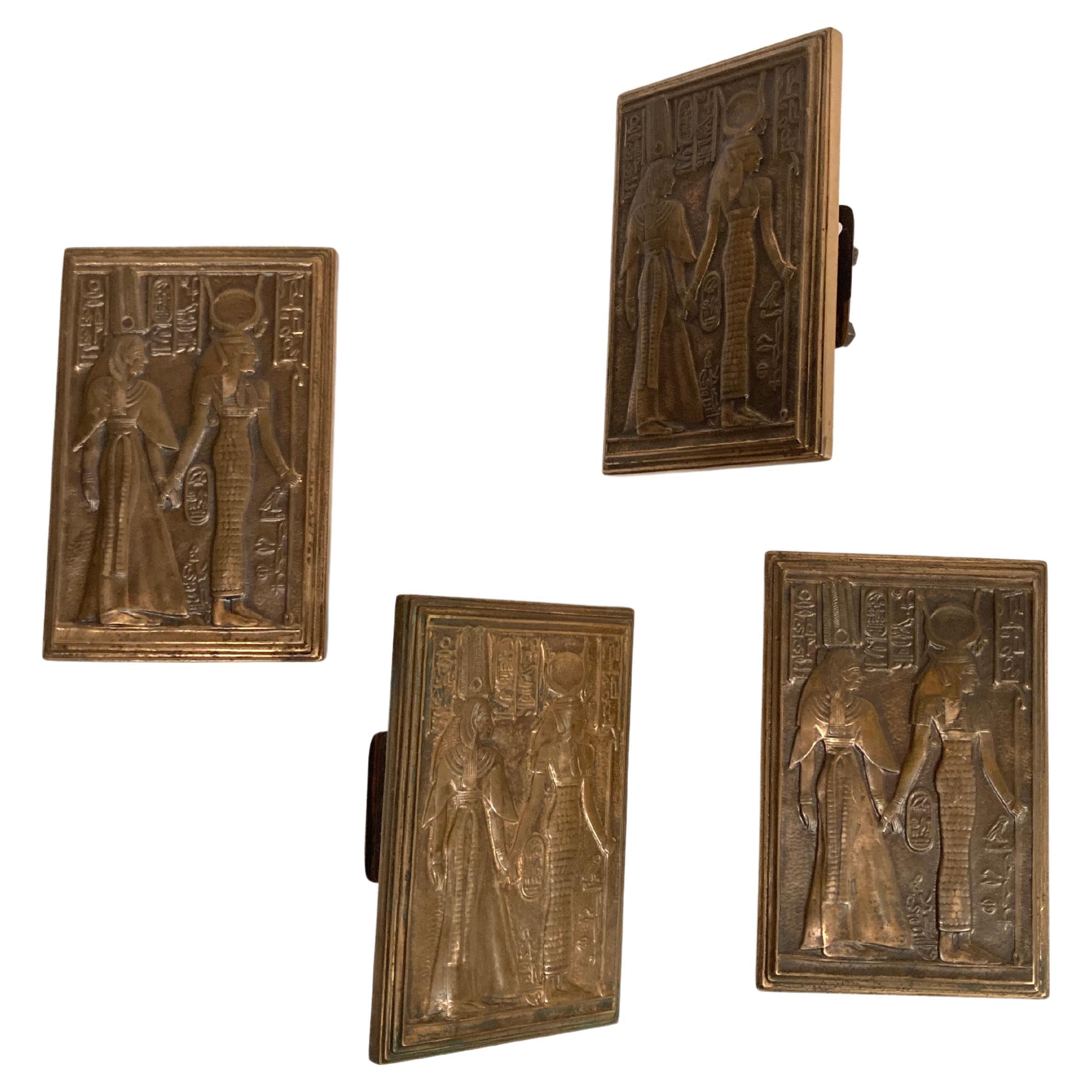 Poignée de porte en bronze « de style égyptien » des années 1940