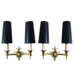Vintage 1940s Bronze French Sconces in the Style of Jules Leleu