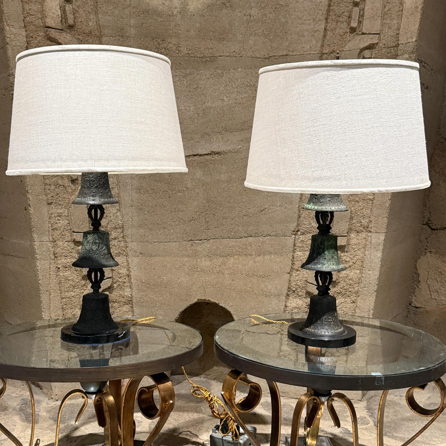 Mexican 1818 Patinated Bronze Mission Bell Lamps Mexico
