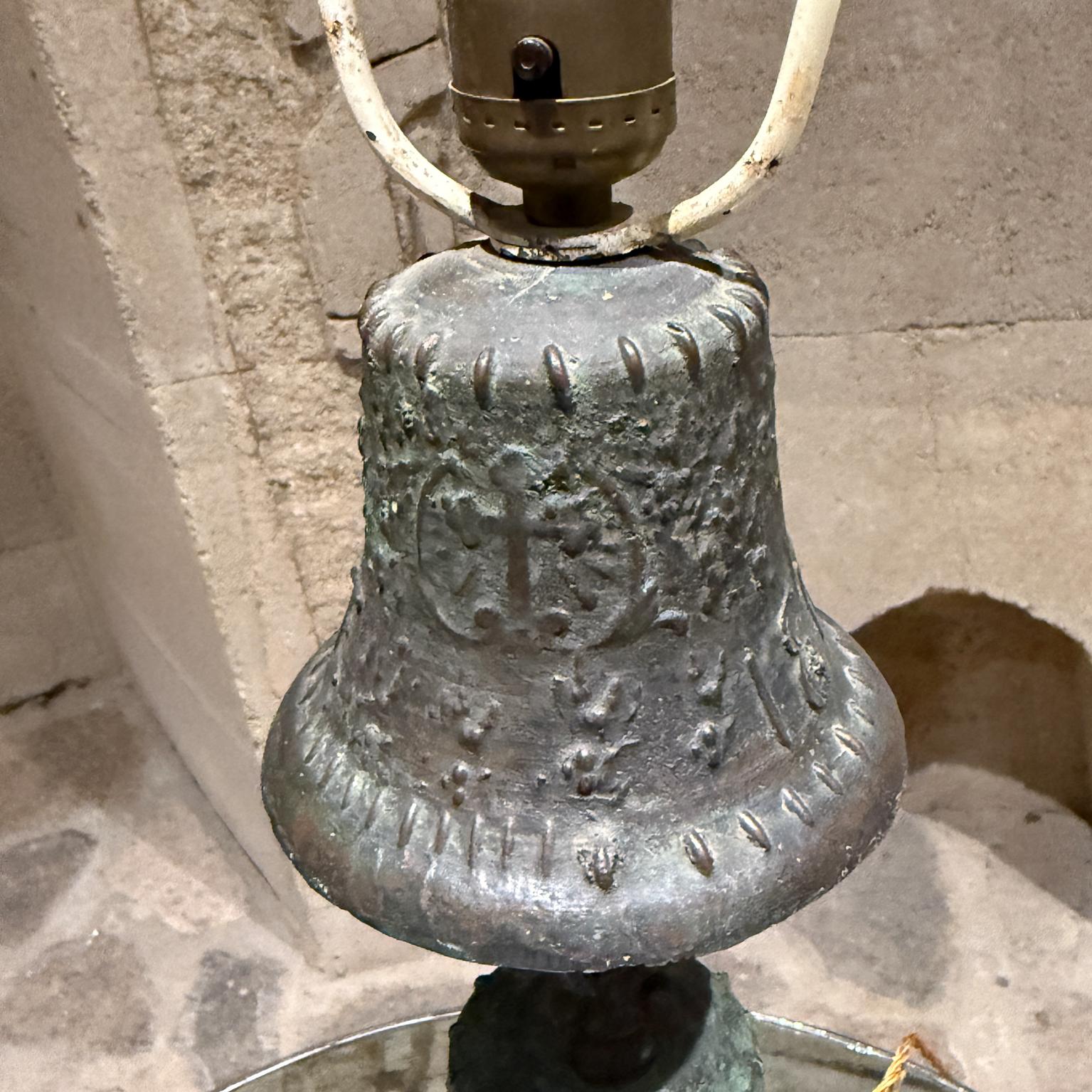 1818 Patinated Bronze Mission Bell Lamps Mexico 2