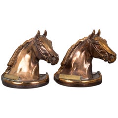 1940s Bronze-Plated Horse Bookends Signed by Gladys Brown