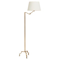 1940s, Bronze Tripod Reading Floor Lamp
